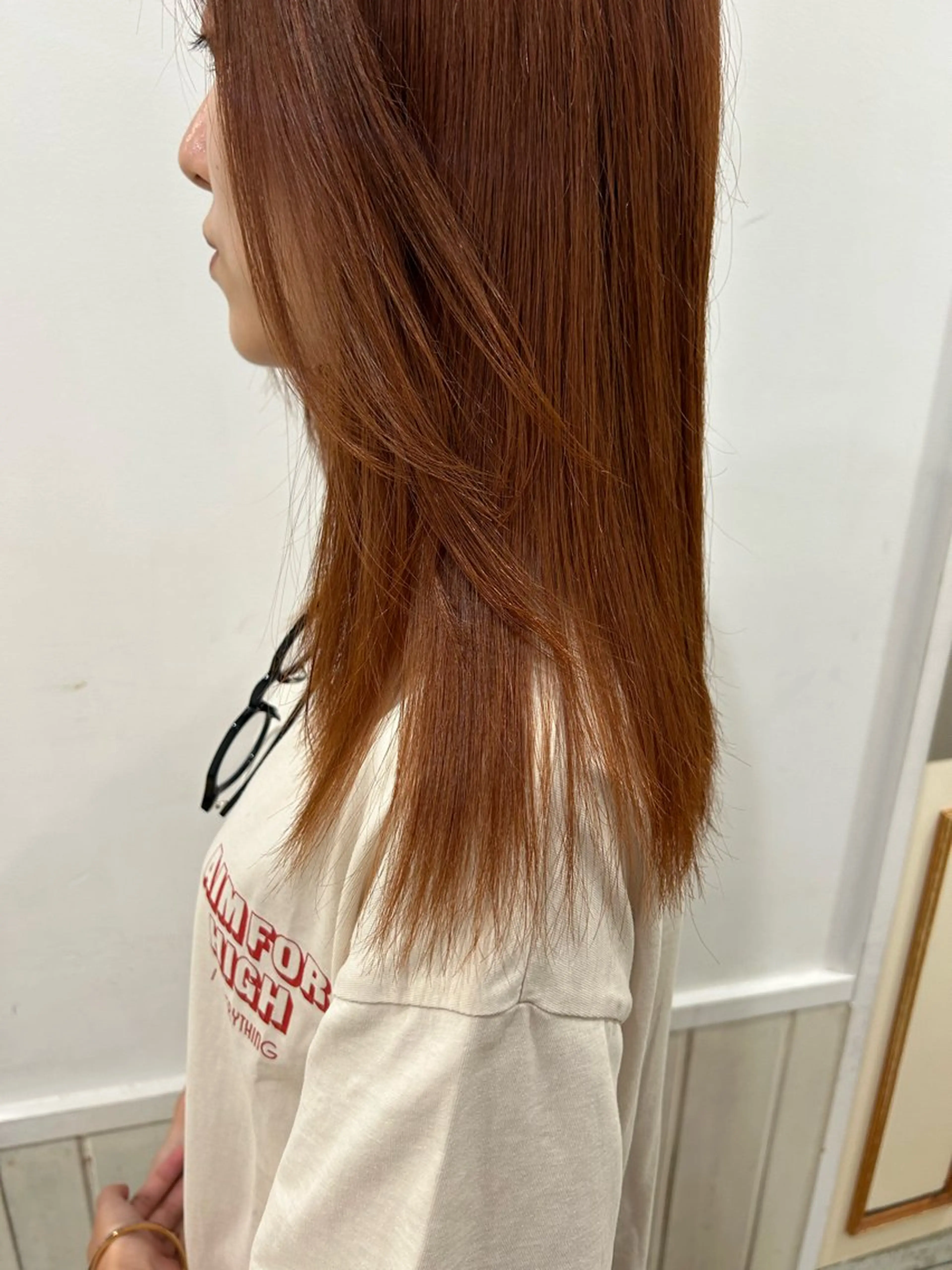 ロング カラー オレンジ 韓国ヘア/ニュアンス パーマ　kaitoのヘアスタイル