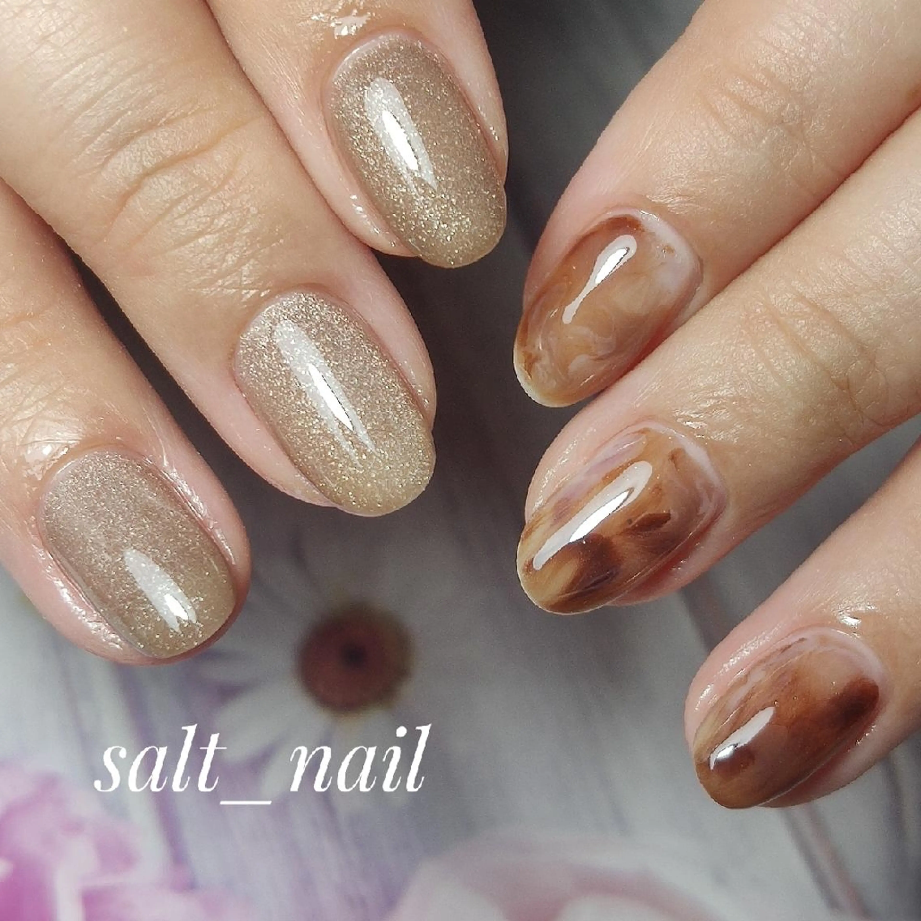ネイル マグネットネイル ニュアンスネイル ハンドネイル 個人サロン saltnailのネイルデザイン