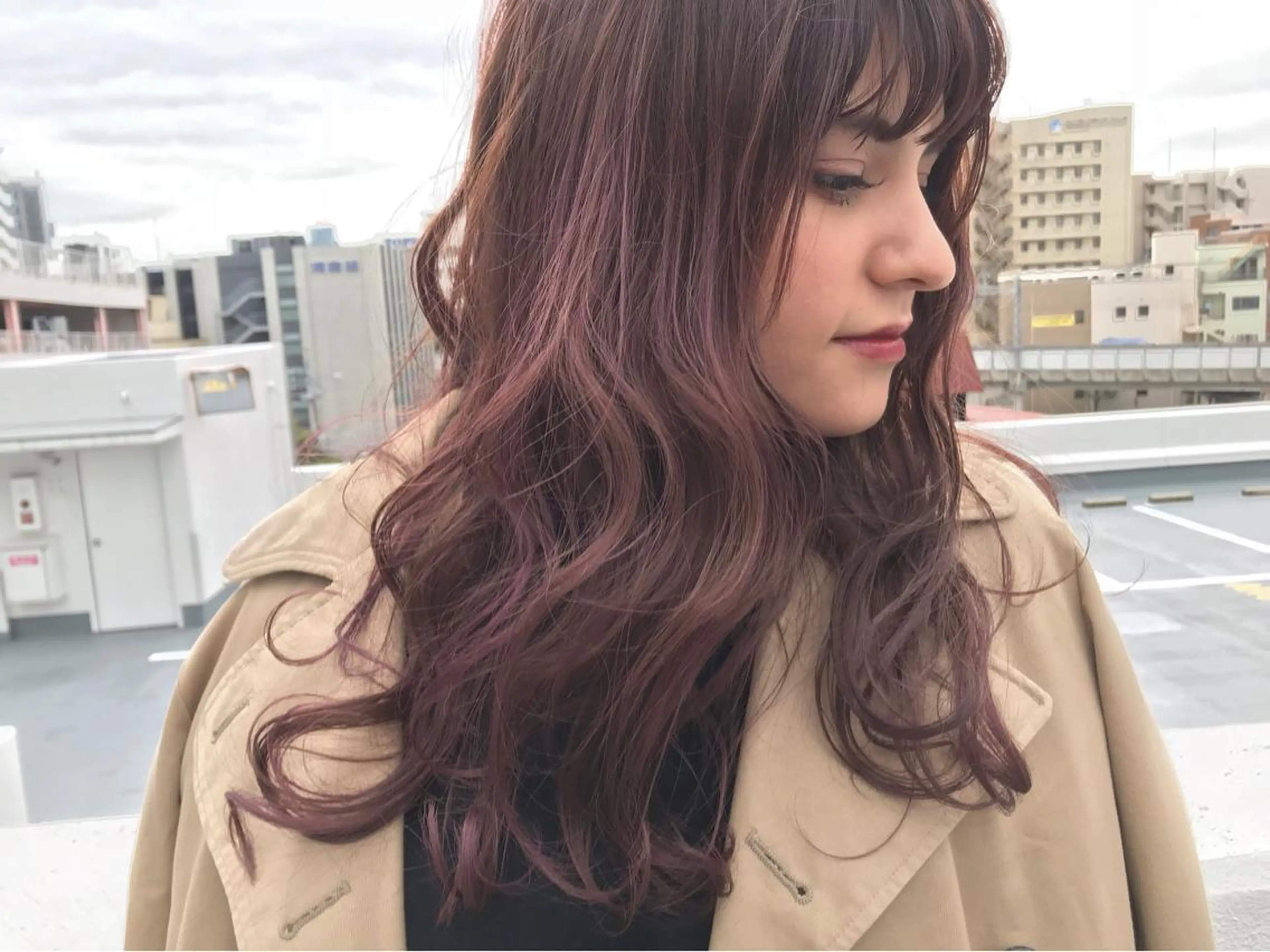 ロング カラー ボルドーカラー ピンクカラー ヘアカラー トリートメント Musiiik hairのヘアスタイル