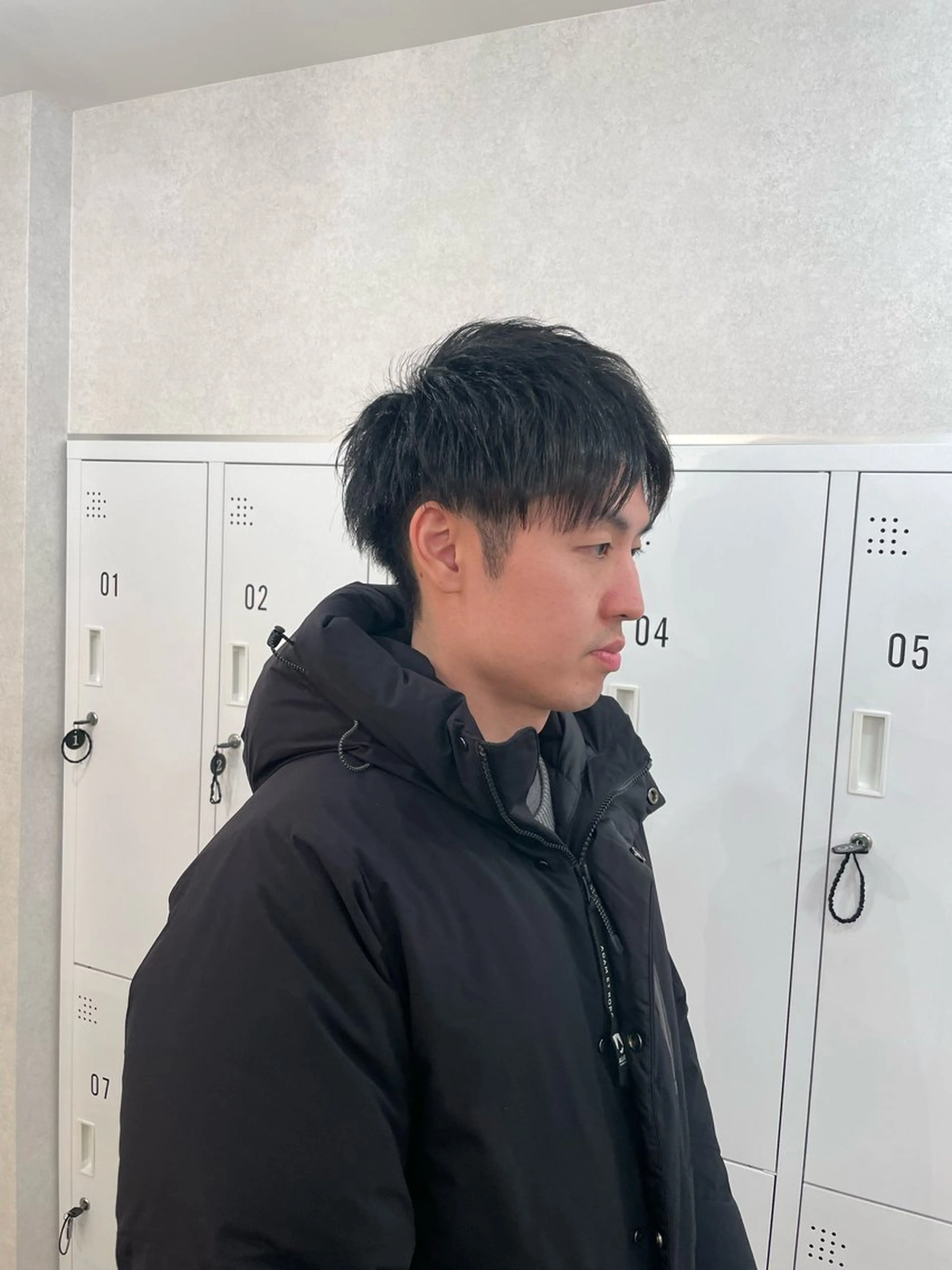 ショート メンズ アップバング センターパート ショートヘア 植原 遥夏のヘアスタイル