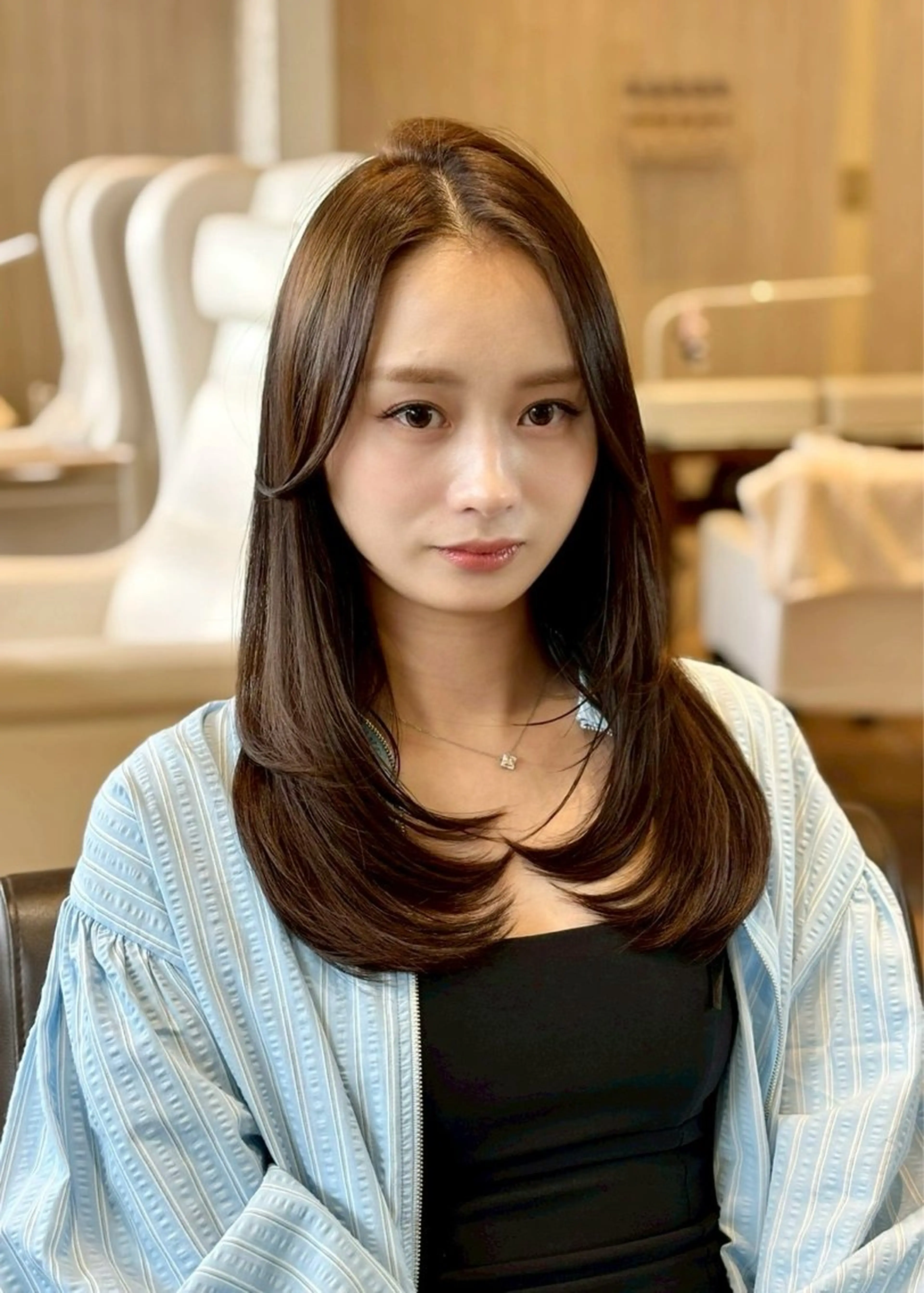 ロング カラー ブリーチ ダブルカラー ブリーチなしカラー 髪質改善 韓国風ヘア カット ヘアカラー トリートメント Maison Annex【心斎橋/レイヤーカット/ブリーチなしダブルカラー/髪質改善カラー】所属・レイヤーカット/ 心斎橋　MACOのヘアスタイル