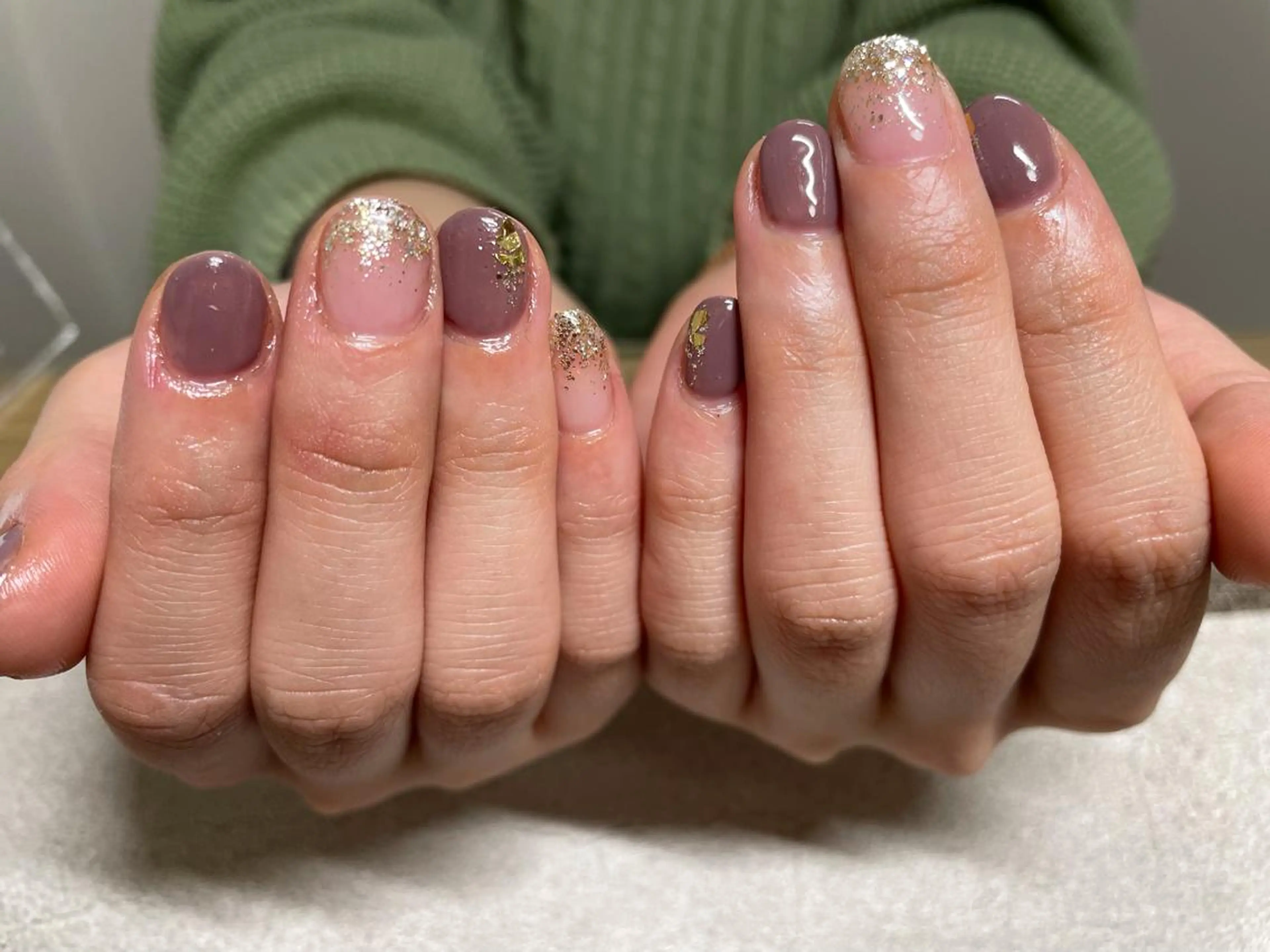 ネイル パープル ハンドネイル Mogu nail 二子玉川のネイルデザイン