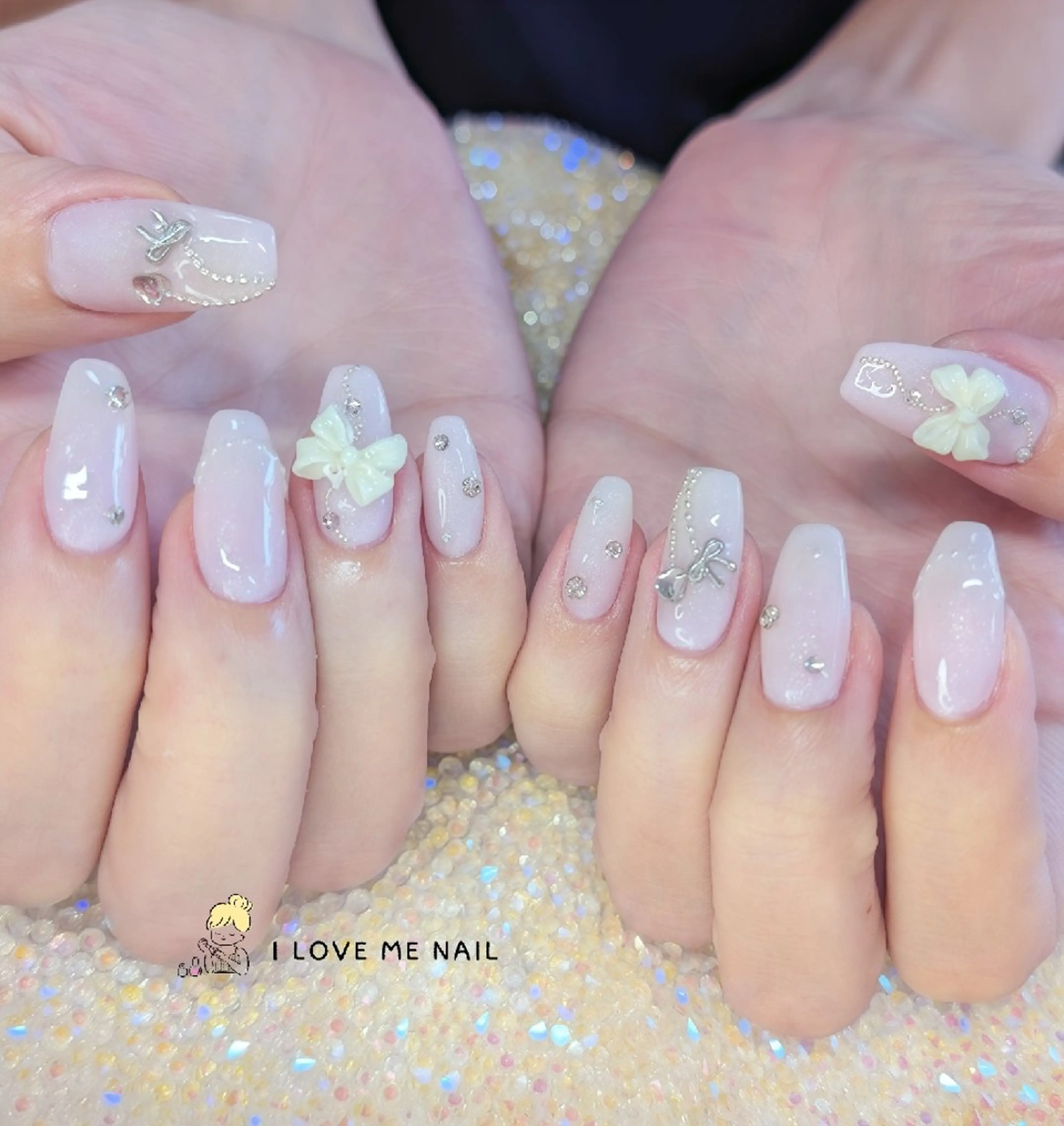 ネイル 長さ出し ハート 韓国ネイル マグネットネイル ニュアンスネイル ハンドネイル I LOVE ME  NAIL.｡.:*♡のネイルデザイン