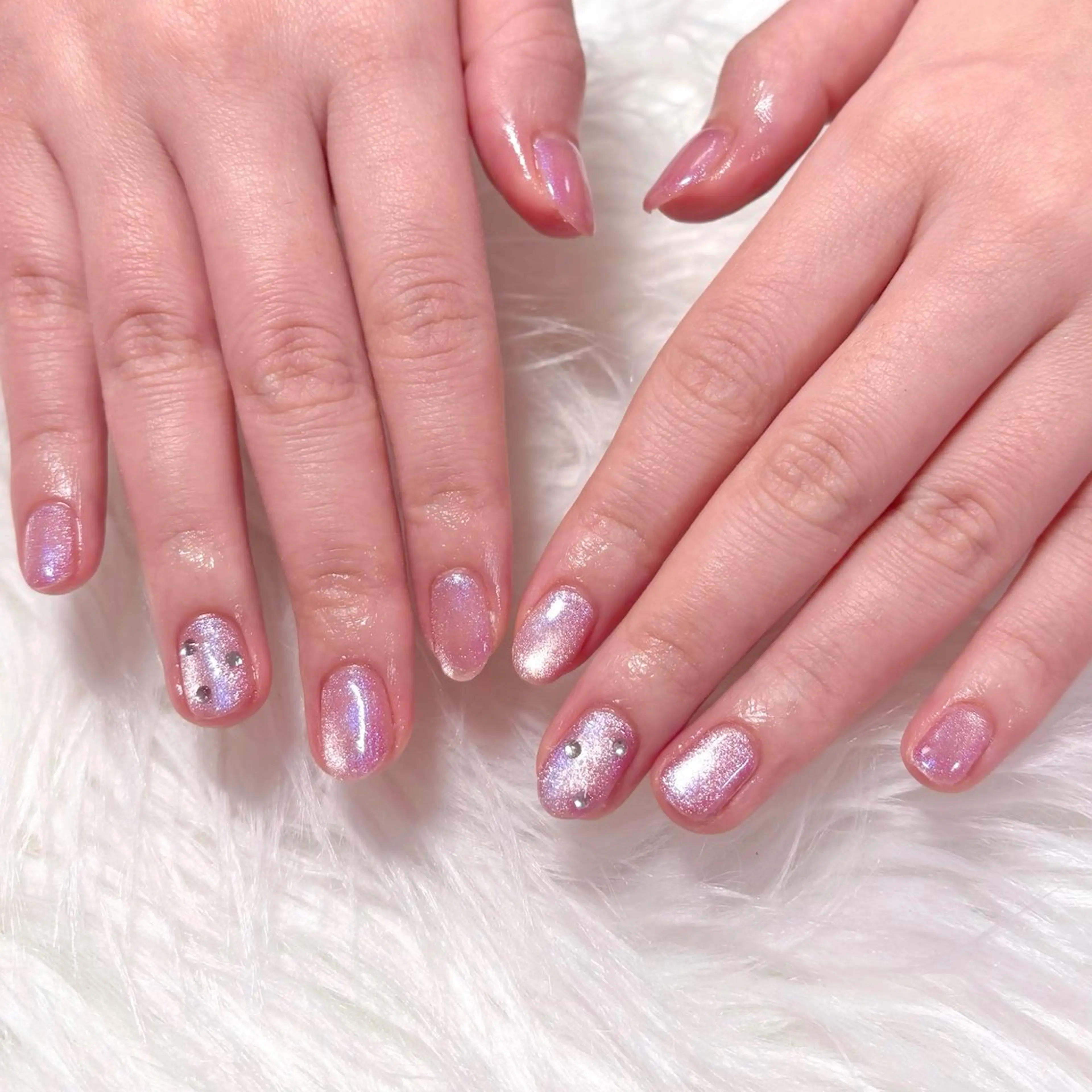 ネイル マグネットネイル ピンク ハンドネイル Noix nailのネイルデザイン