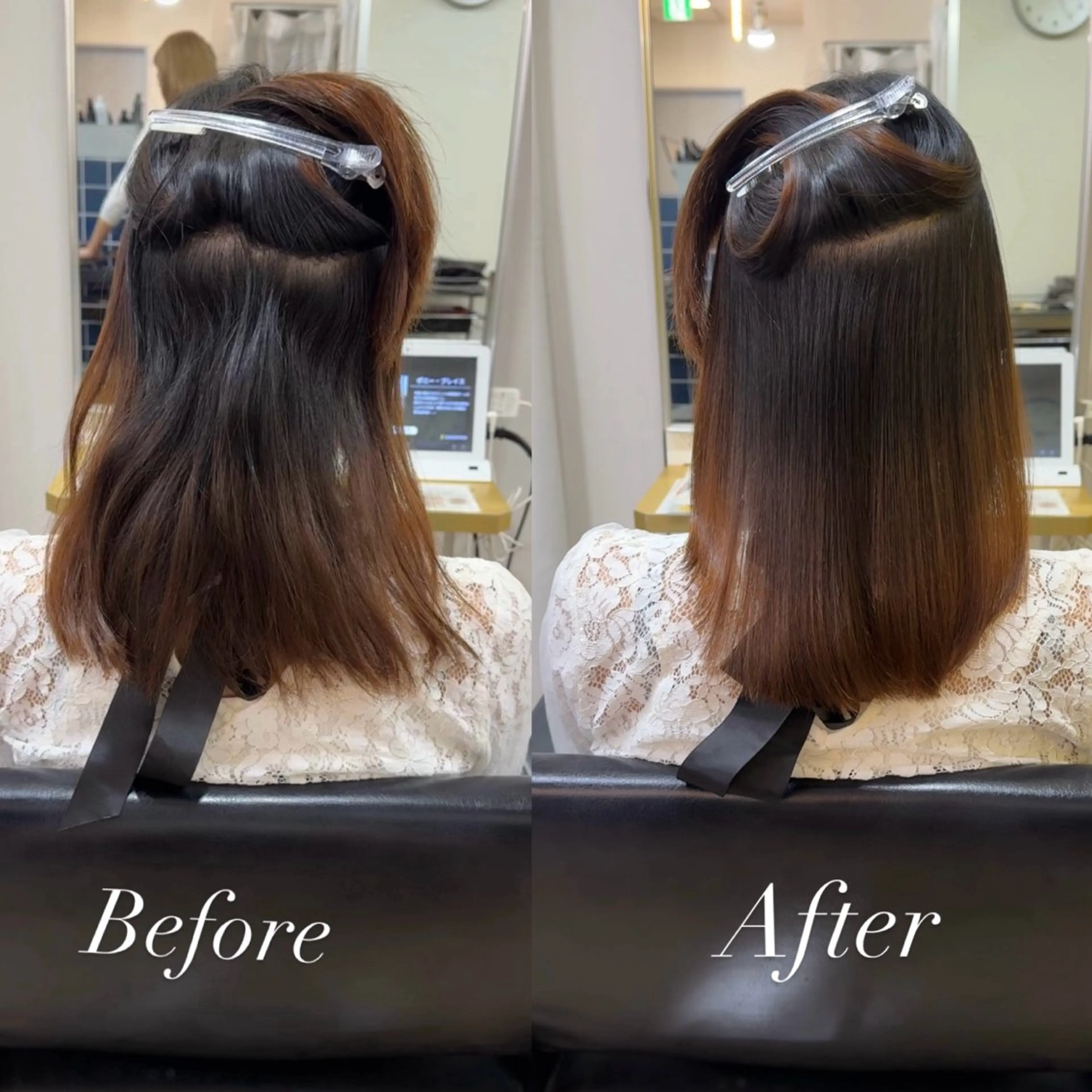 ミディアム カット 縮毛矯正 髪質改善特化／透明感 カラー／ＡＫＡＮＥ♡のヘアスタイル