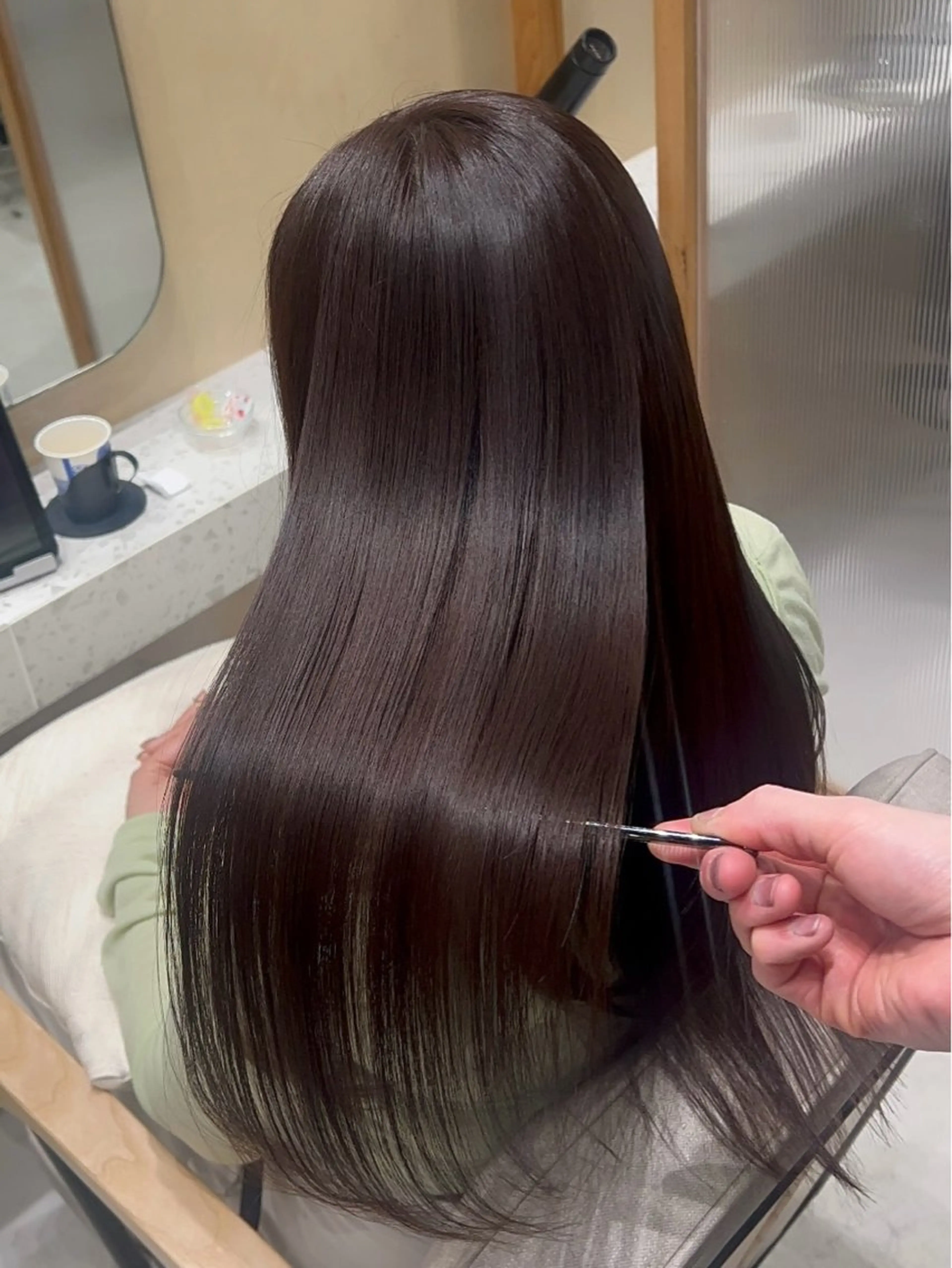 ロング チョコレートブラウン 髪質改善 トリートメント カット ヘアカラー トリートメント 💎髪質改善/艶髪 💎mizuki💎のヘアスタイル