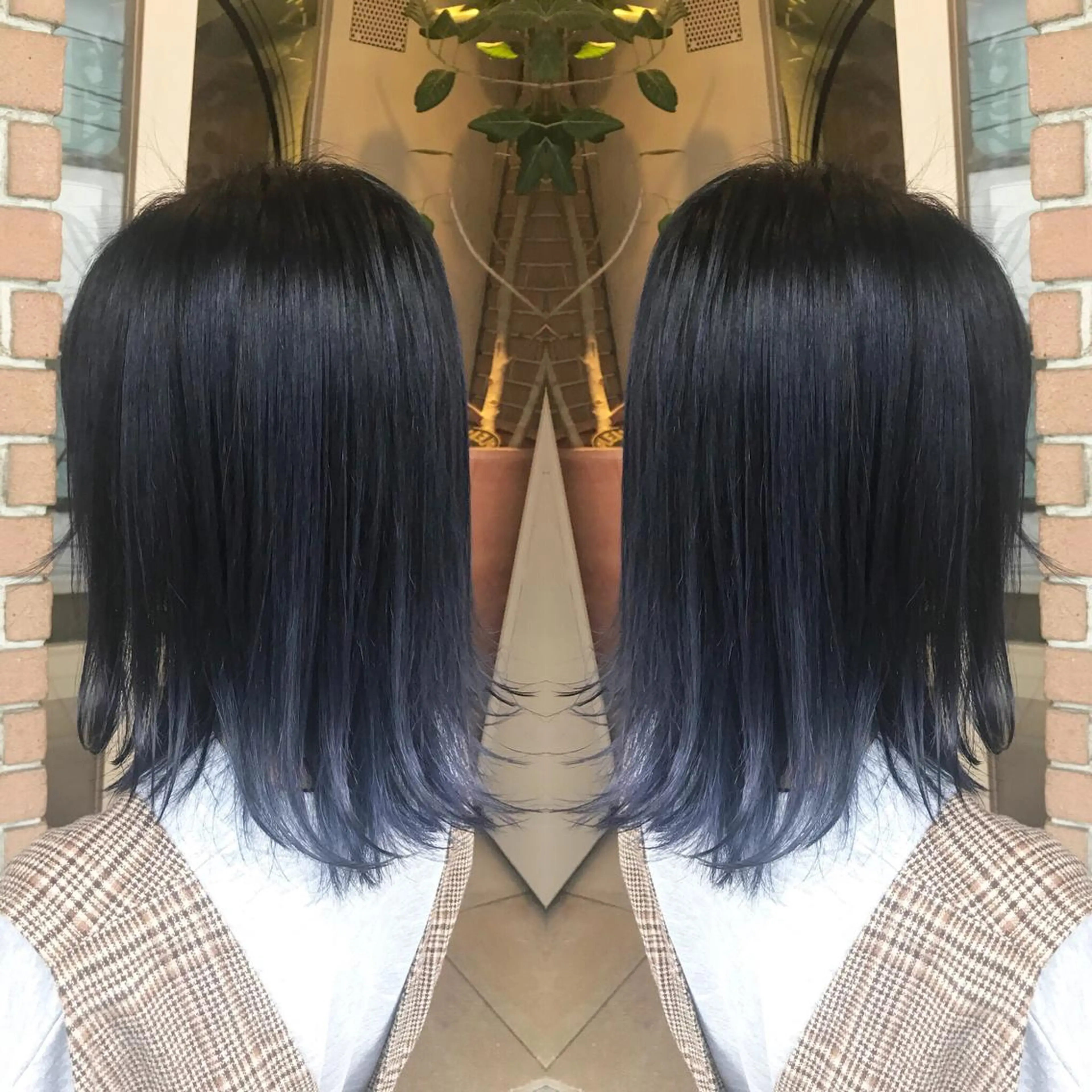 ミディアム カラー パーマ ヘアアレンジ メンズ キッズ ネイル マツエク・マツパ ブルーカラー ブルーグレー ブルー サロンドミルク 原宿のヘアスタイル