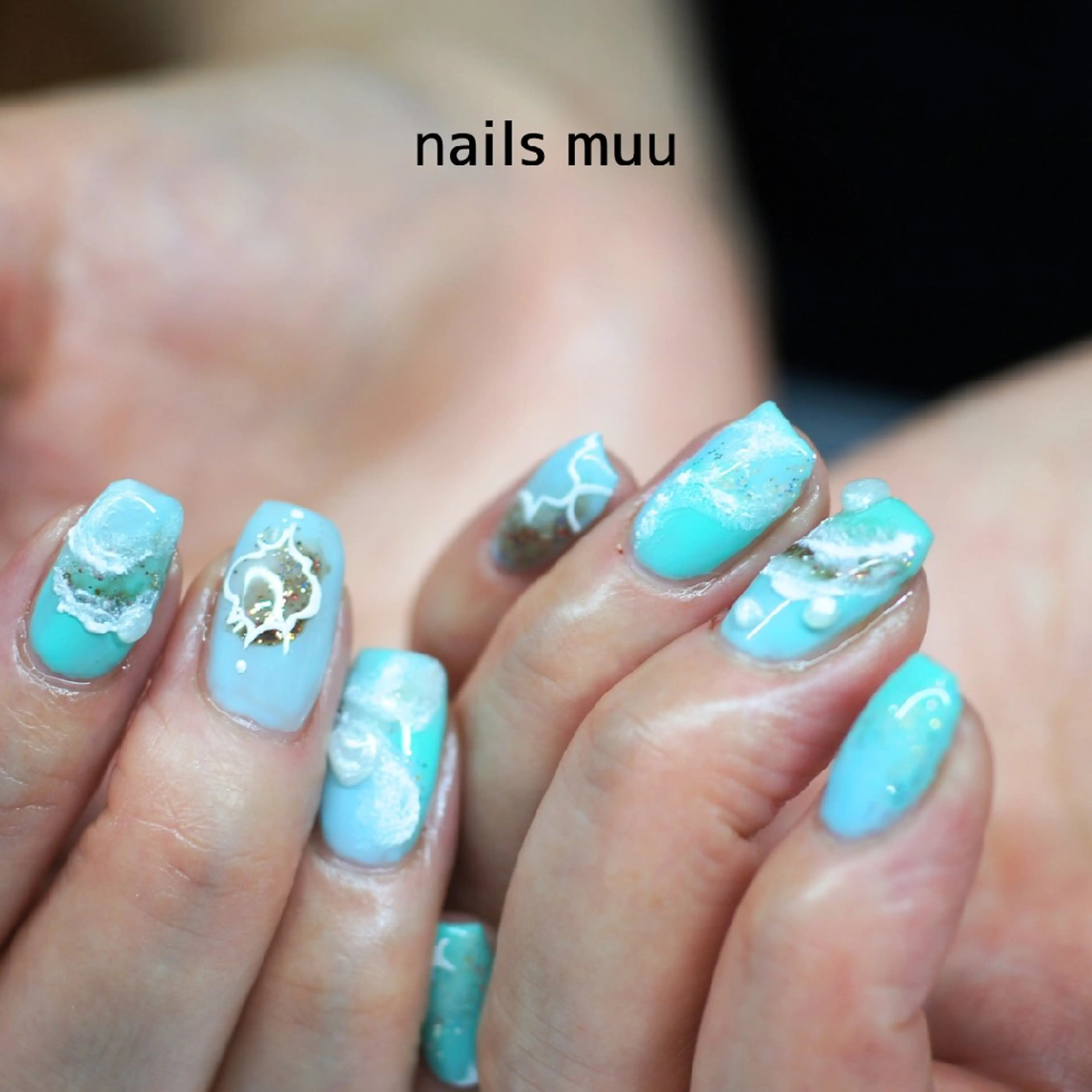 ネイル アートネイル ニュアンスネイル 夏ネイル ハンドネイル nails muu まゆのネイルデザイン