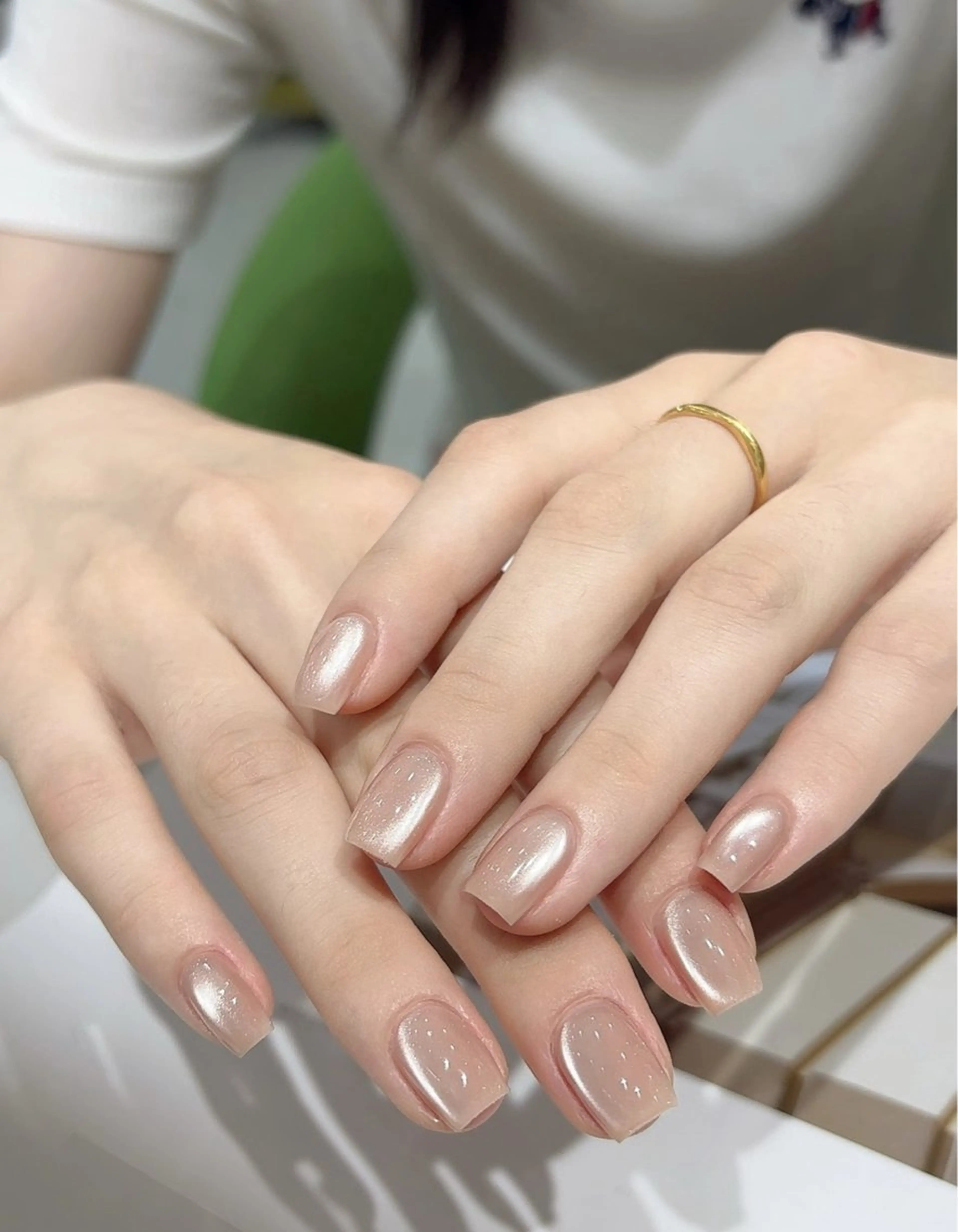 ネイル アートネイル オーロラネイル チークネイル フレンチネイル ガラスフレンチ ハンドネイル 🎀🎀YooLi Nail Salonのネイルデザイン