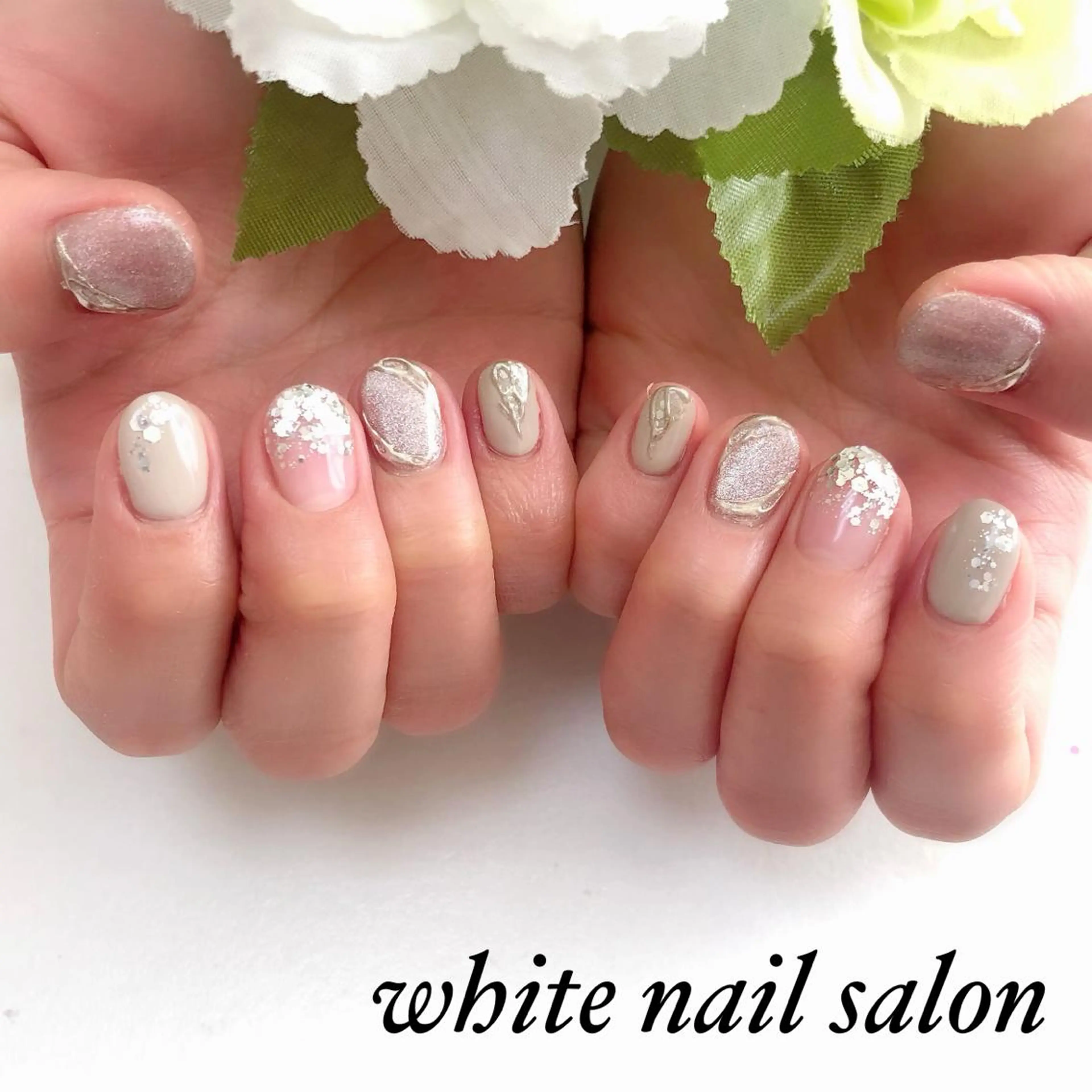 ネイル アートネイル フレンチネイル ジェルネイル ハードジェル 持ち込み ハンドネイル white nail salonのネイルデザイン