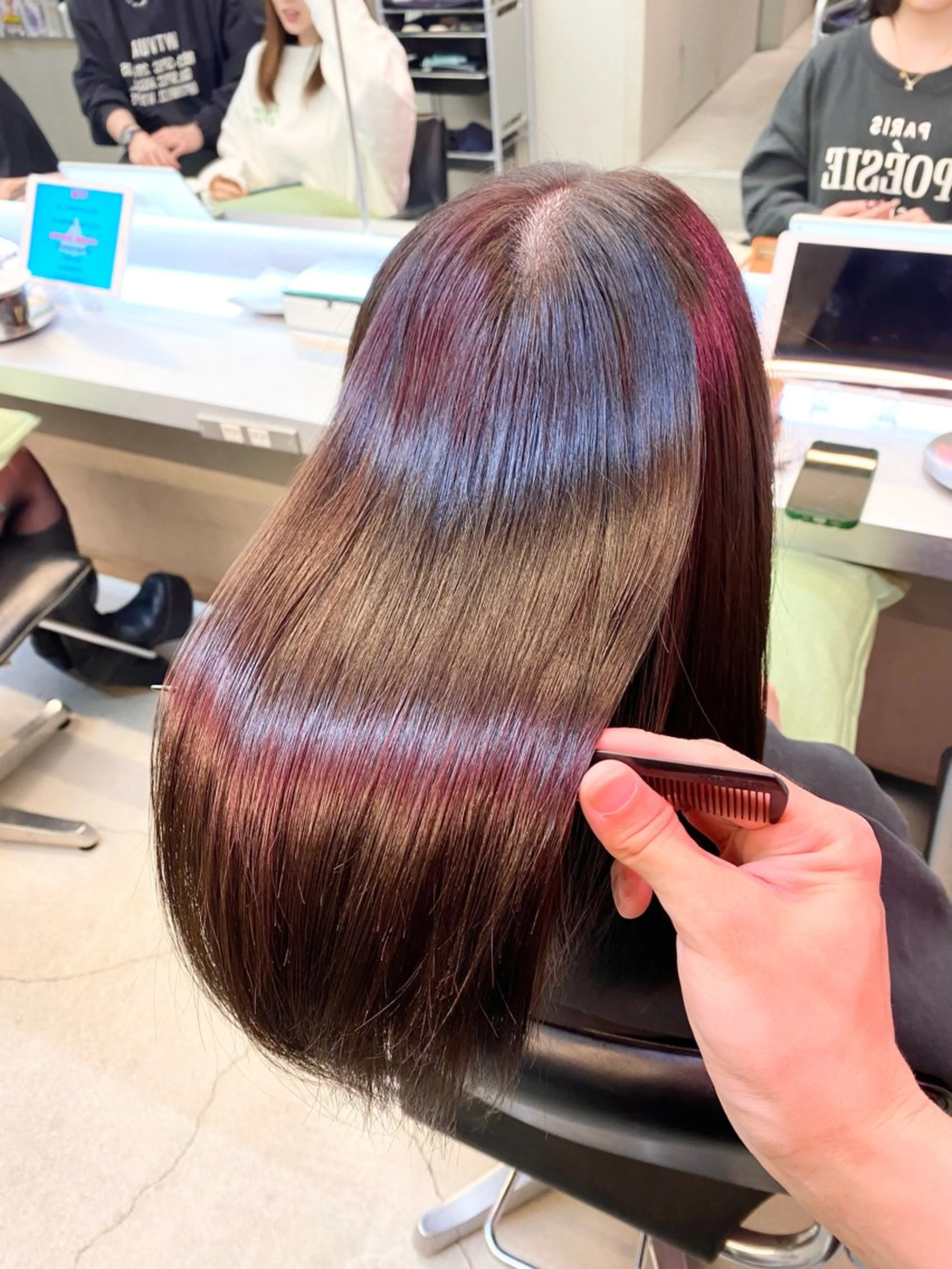 セミロング パーマ 伸ばしかけ 縮毛矯正 酸性ストレート ストレートパーマ 縮毛矯正 普通の美容室じゃない ‼️/若林のヘアスタイル