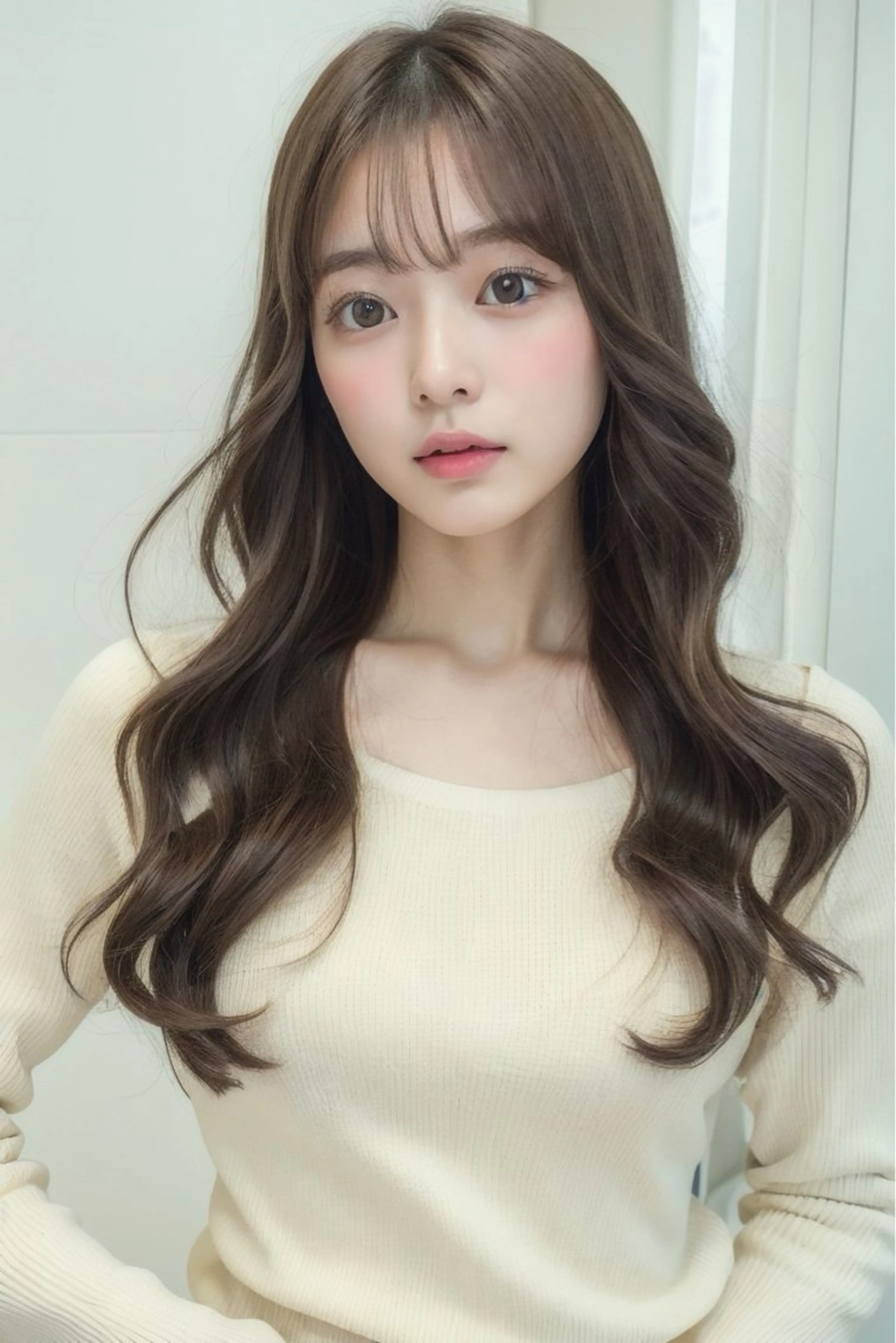 ロング カット ヘアカラー トリートメント 髪質改善、縮毛矯正 酸性縮毛矯正のヘアスタイル