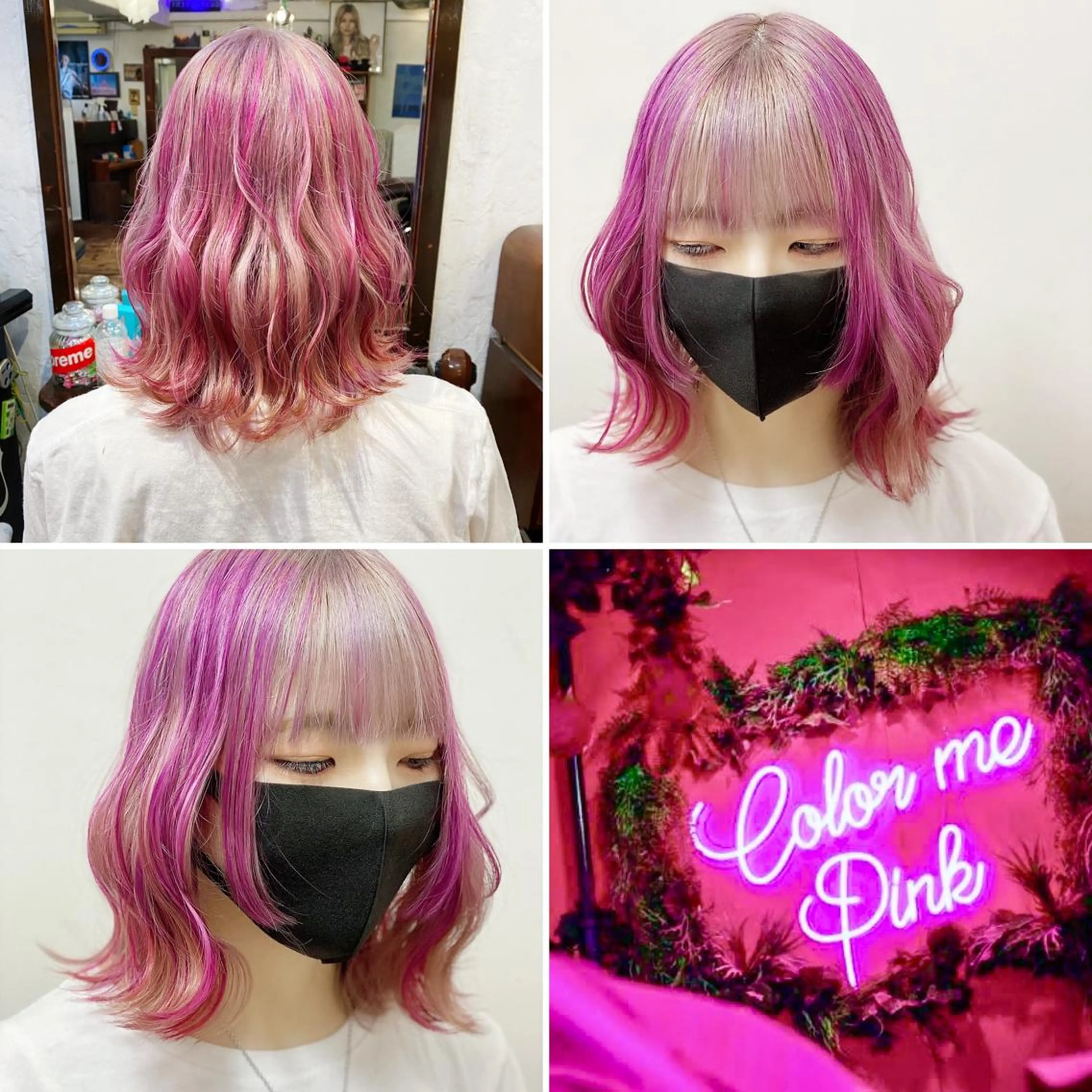 ミディアム カラー ベージュカラー ブリーチ ピンクカラー ピンクベージュ ヘアカラー トリートメント "PEPPU "所属・🌈推し色派手髪 ハイトーンShinのヘアスタイル
