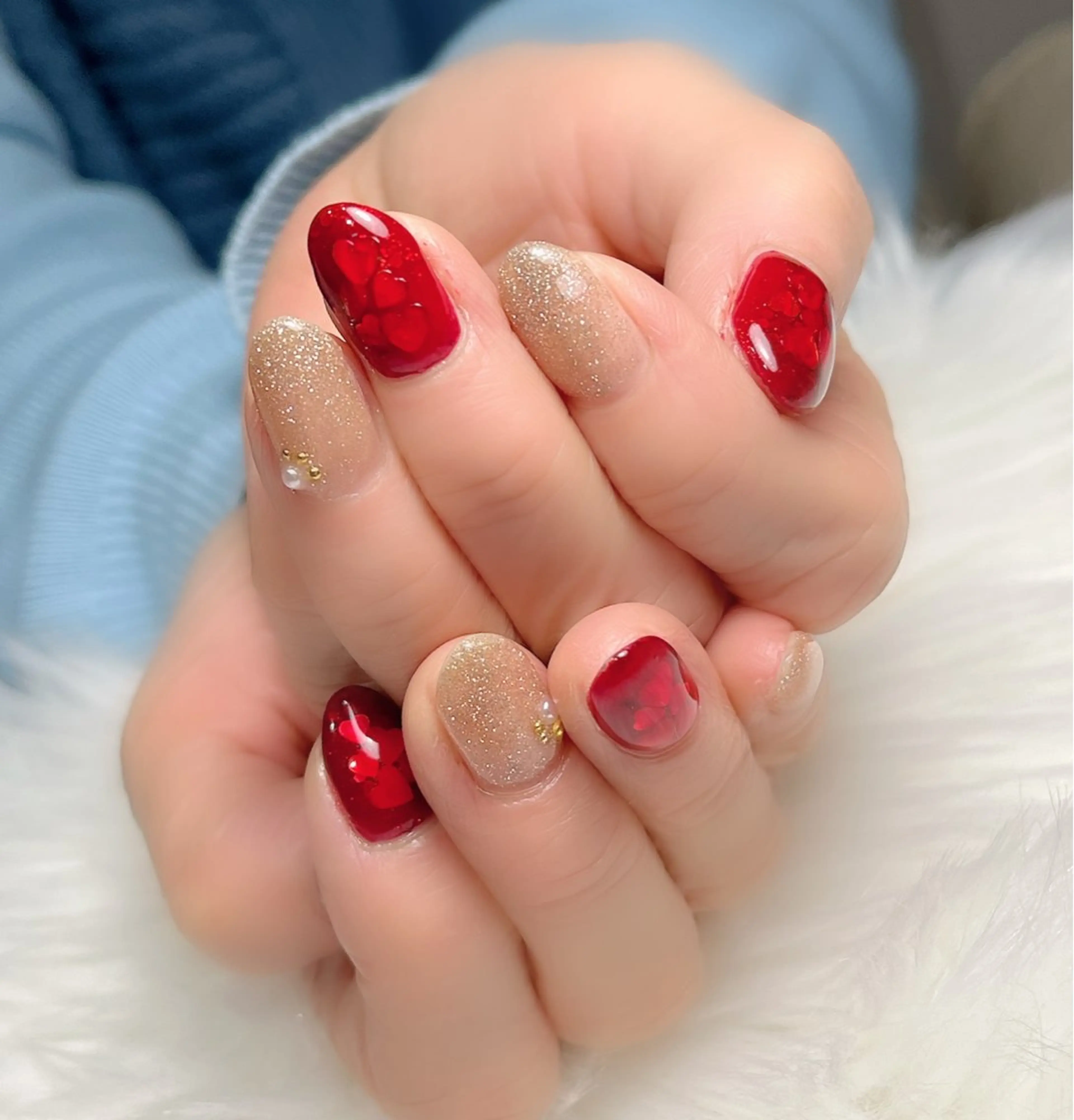 ネイル ハート 赤色 バレンタイン infinity skyのネイルデザイン