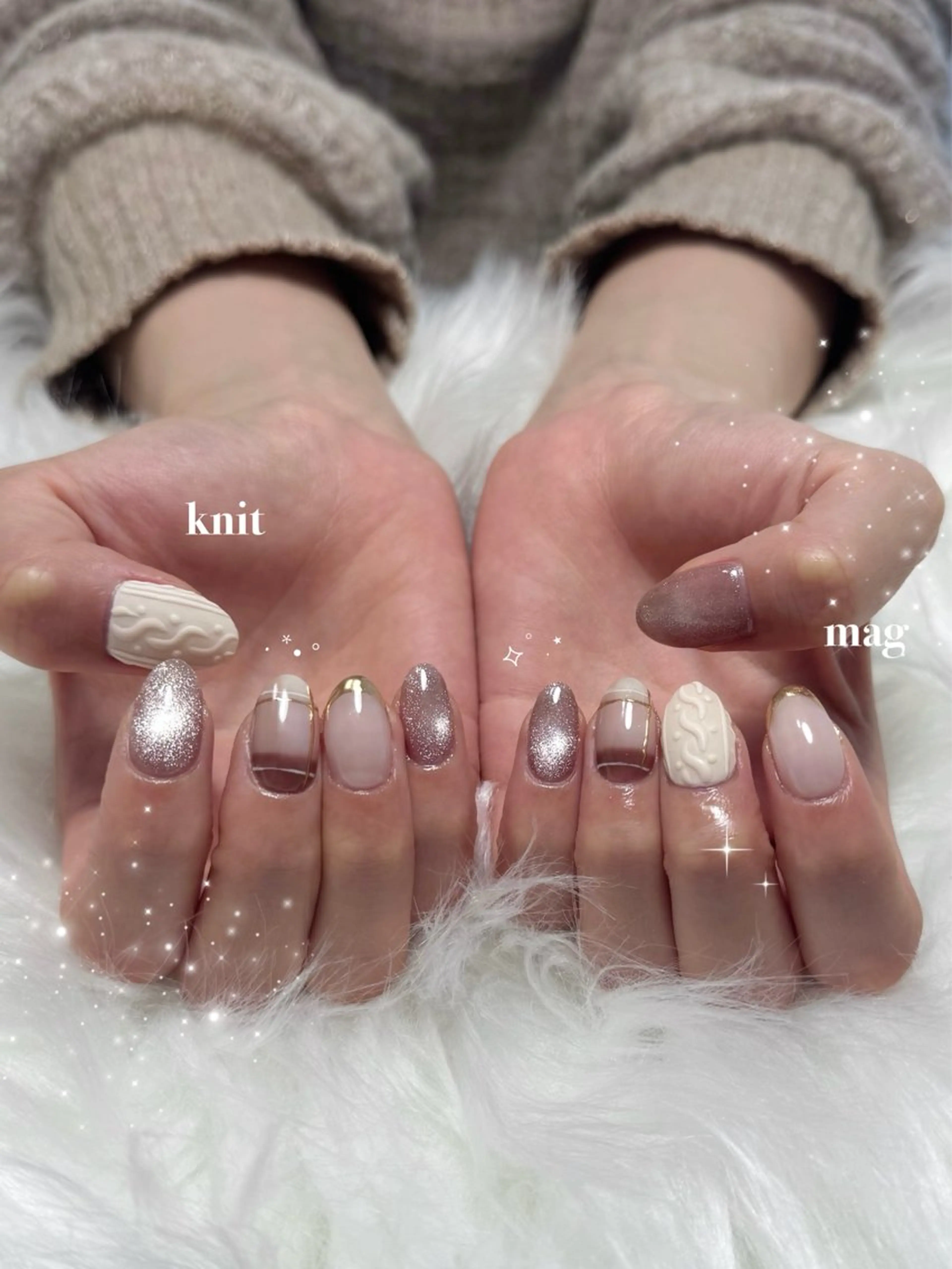 ネイル フレンチネイル マグネットネイル ミラーネイル 持ち込み nail salon CAREY 🎀のネイルデザイン