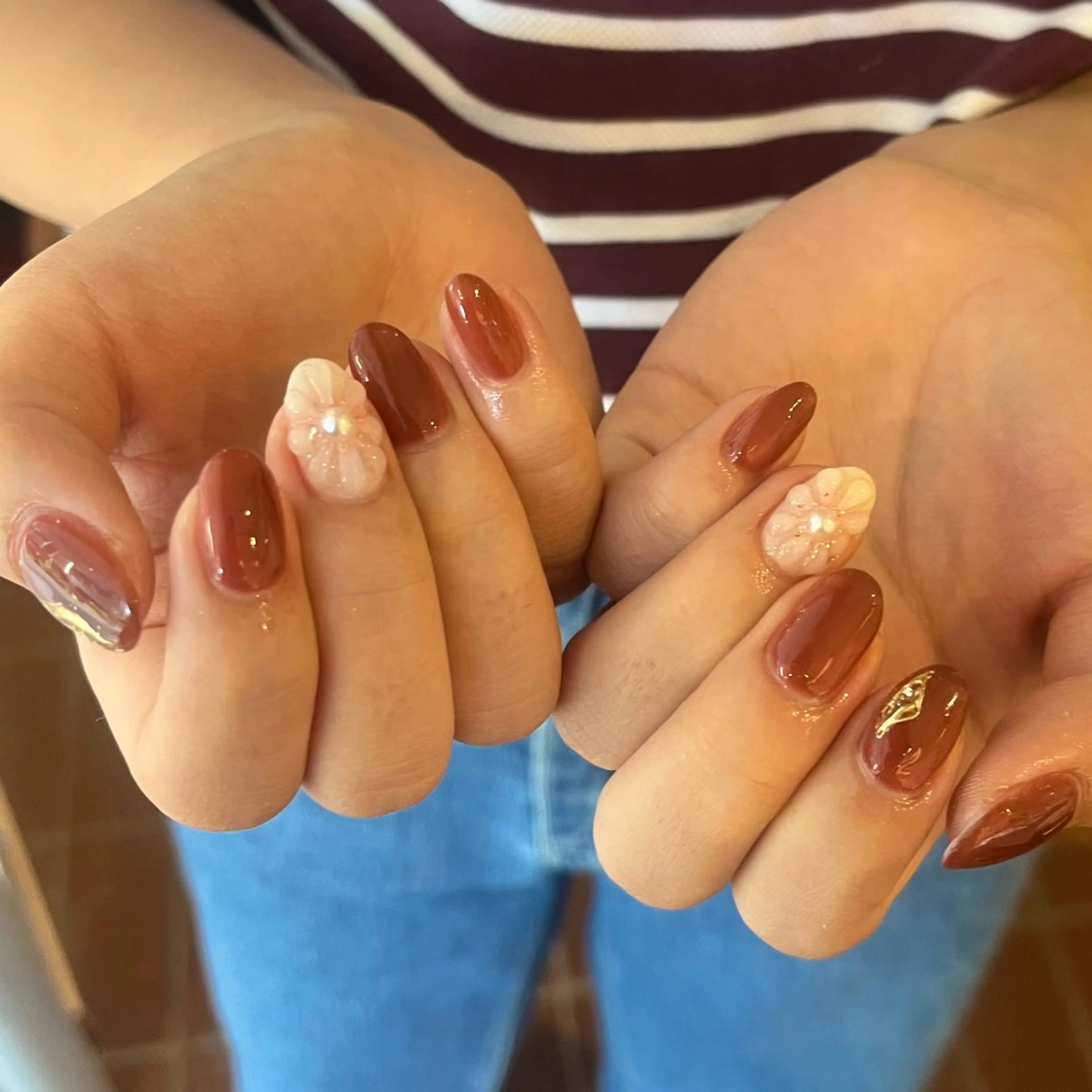 ネイル フラワーネイル ぷっくりネイル 赤色 ハンドネイル ballie／小野原 なつみのネイルデザイン