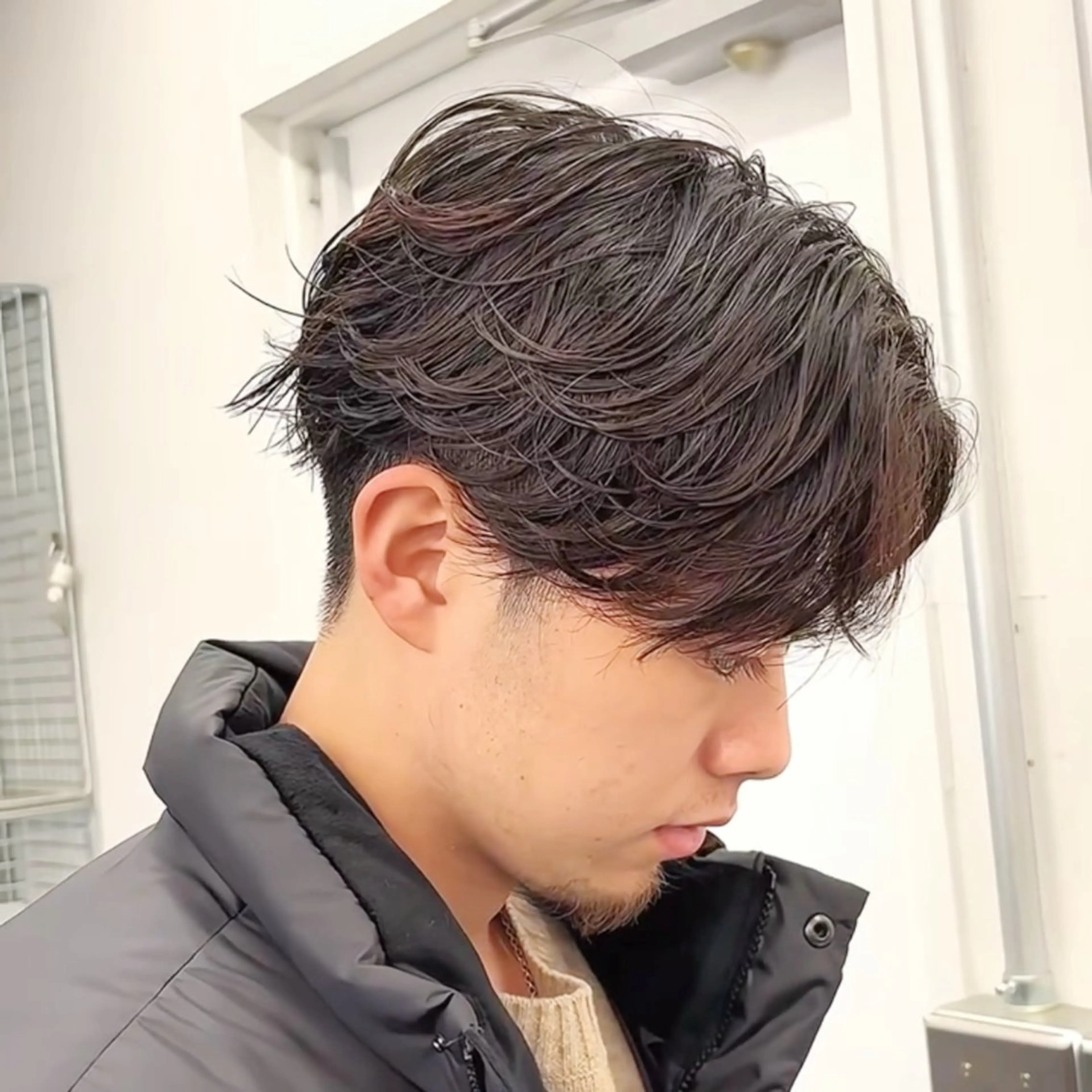 パーマ メンズ カット パーマ ヘアセット 💋ホワイトメッシュ /パーマ/メンズ💋のヘアスタイル