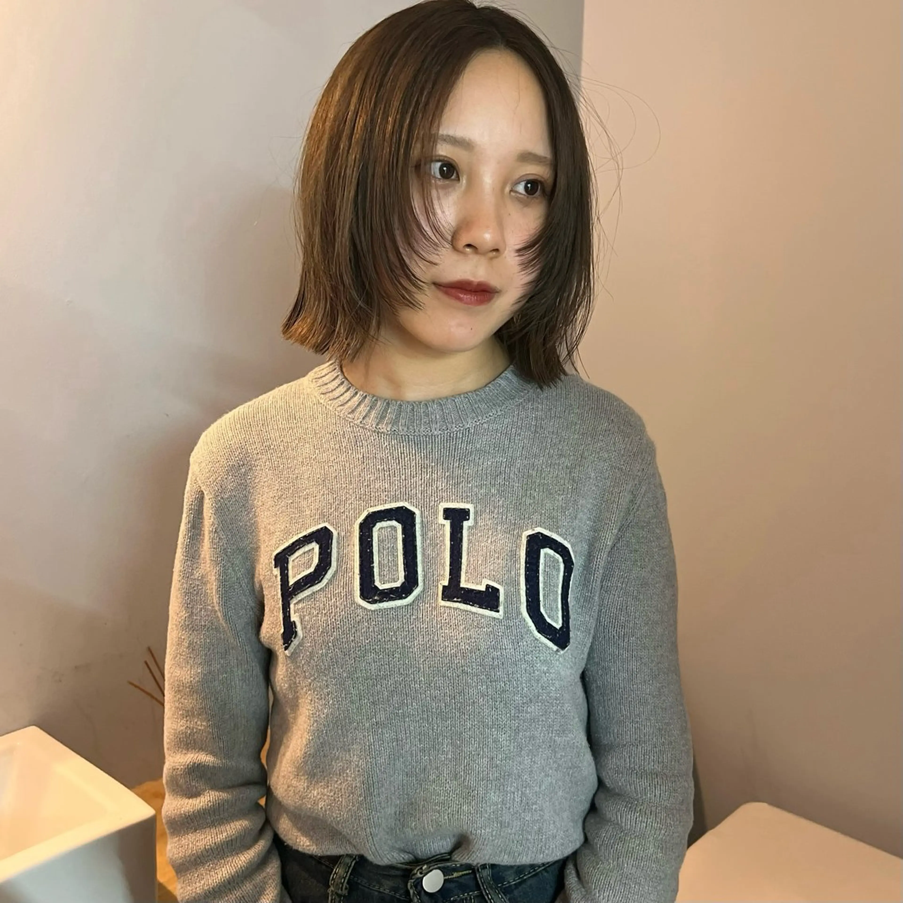 ミディアム 顔周りカット 舟橋耀/ブリーチカラ ー/レイヤーカットのヘアスタイル