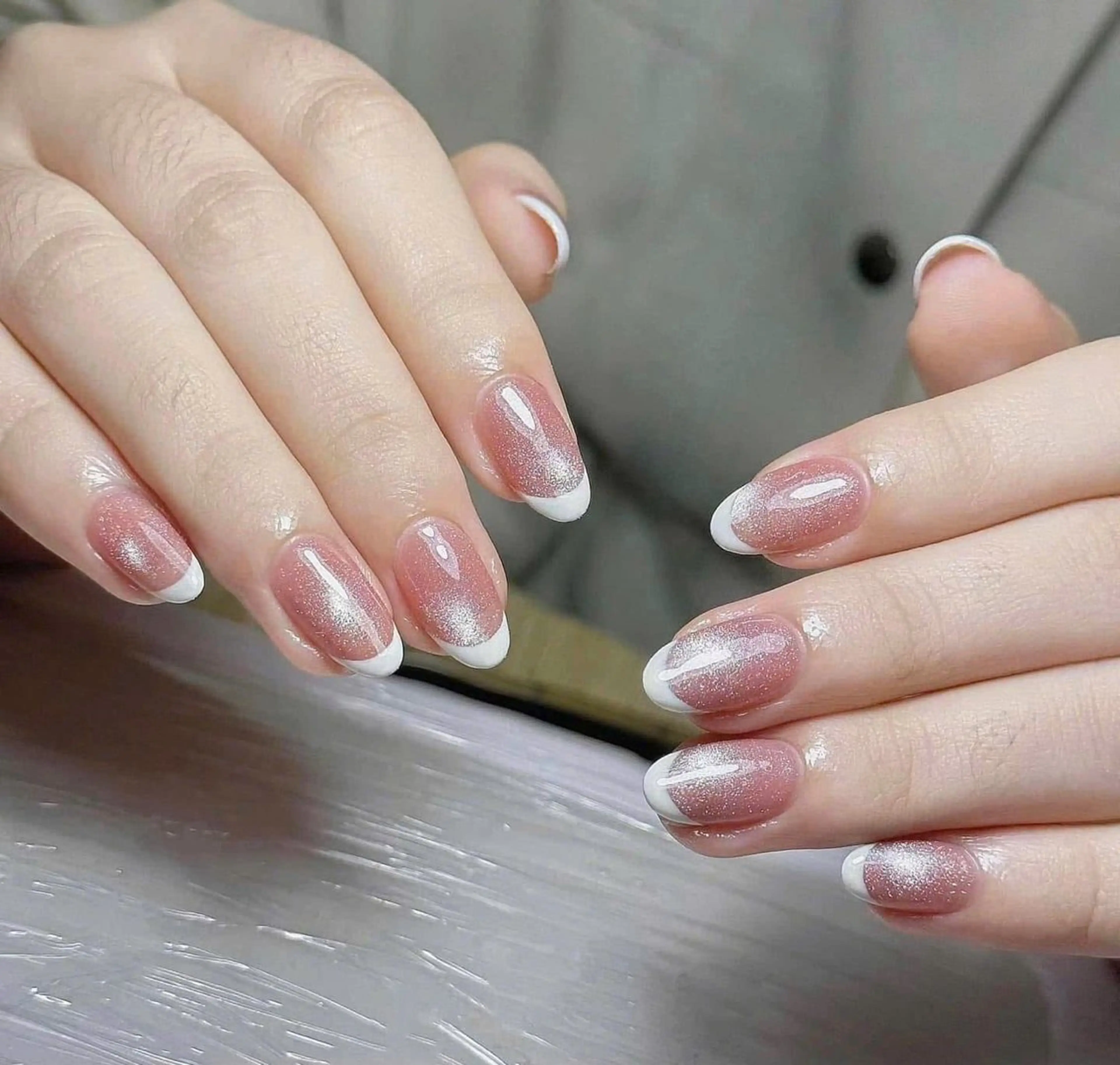 ネイル フレンチネイル ジェルネイル ガラスフレンチ 韓国ネイル マグネットネイル ハンドネイル Minette Nailのネイルデザイン