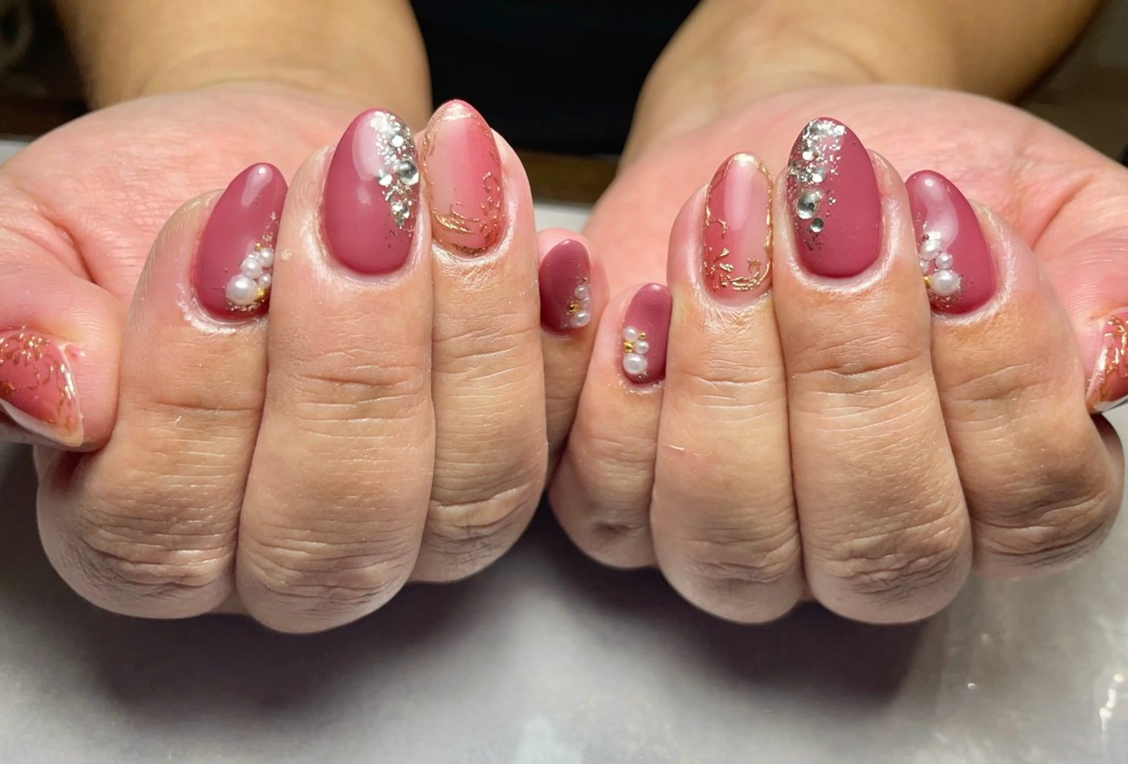 ネイル フラワーネイル ジェルネイル キラキラネイル ラメ(グリッター) ミラーネイル ハンドネイル BLANCEnail所属・BLANCnail yuuのネイルデザイン