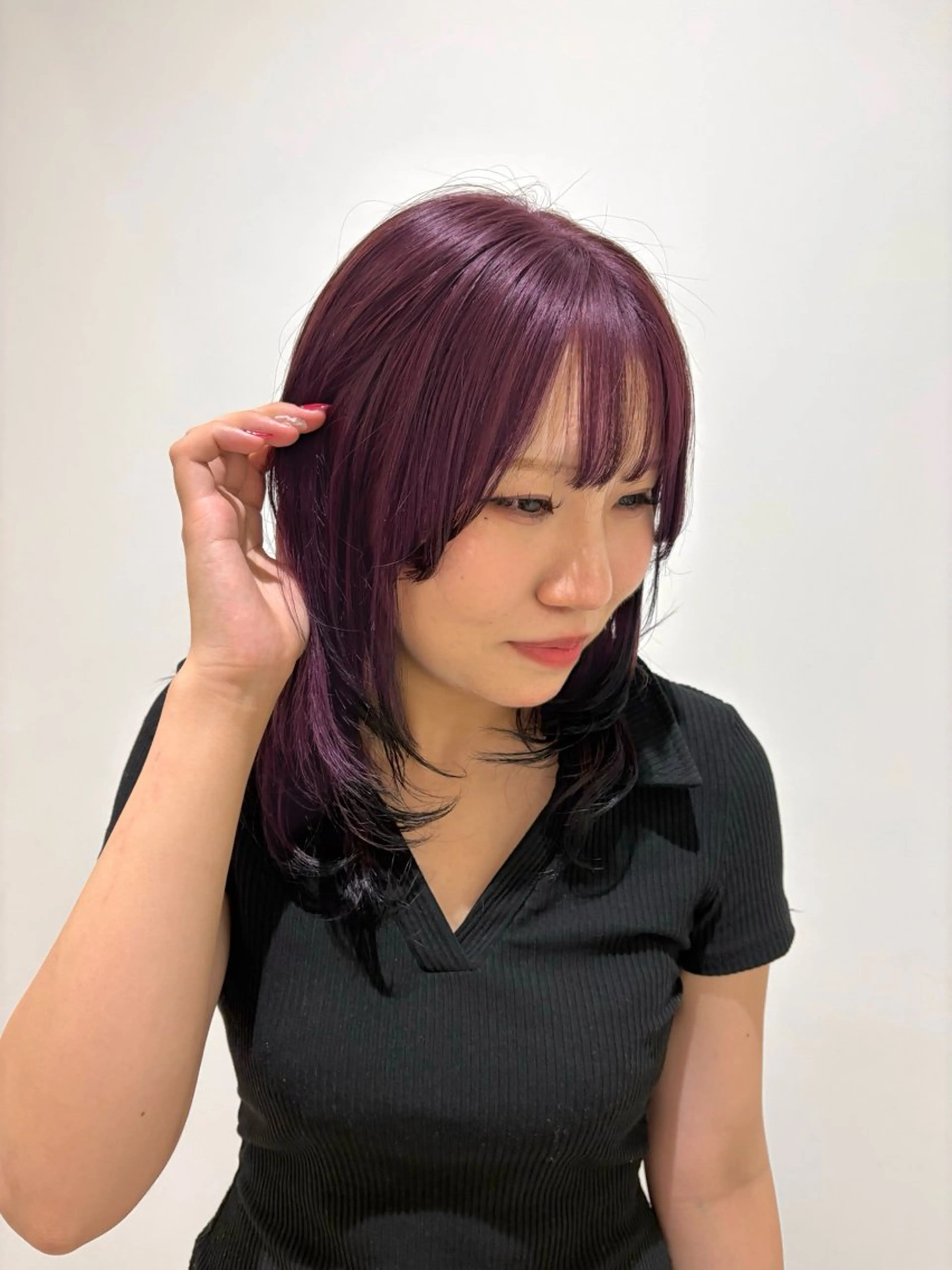 ミディアム カラー 💗暖色/ブリーチ/ レイヤー/横浜/メイのヘアスタイル