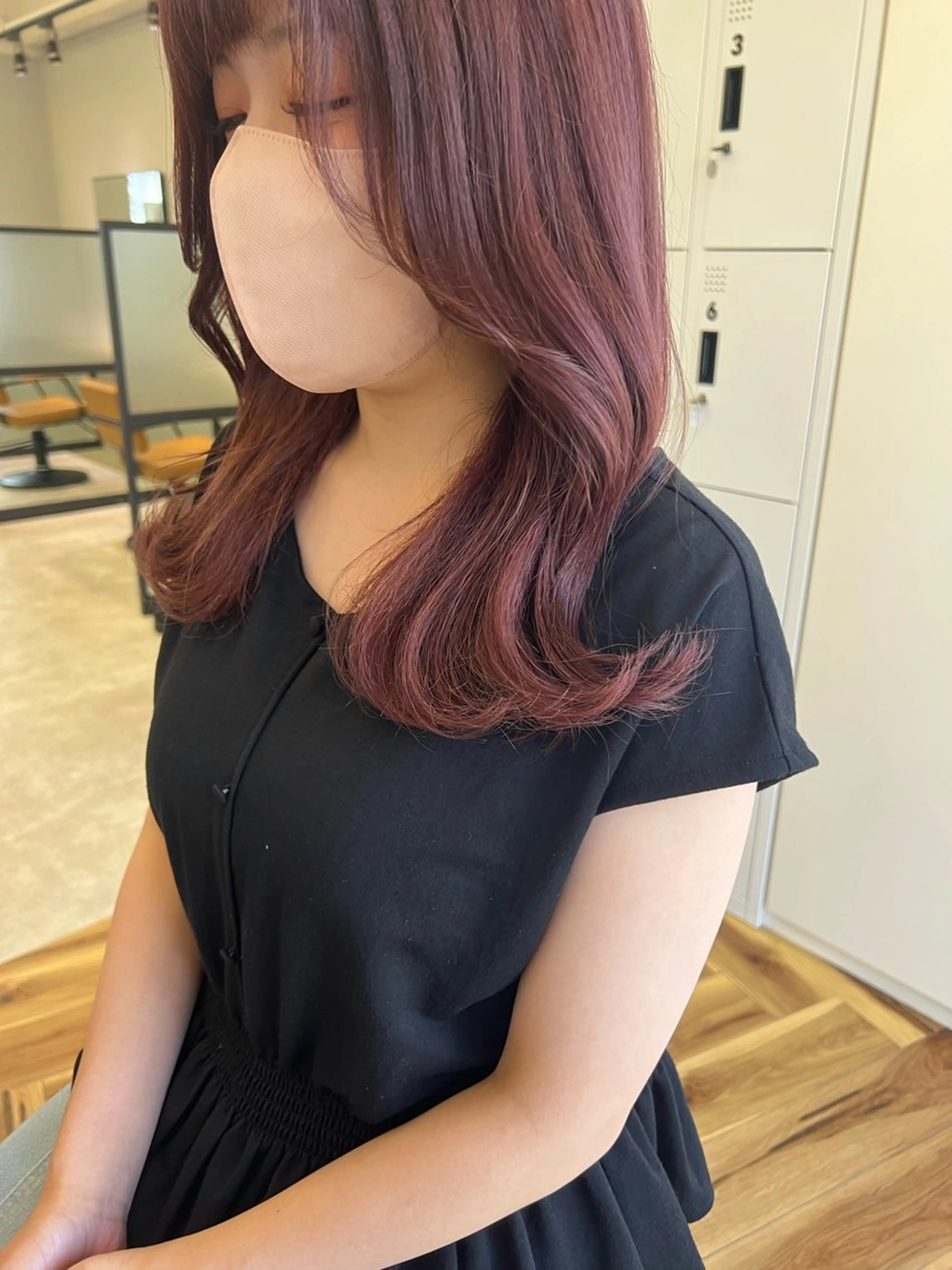 ロング カラー ブラウンカラー レッドカラー レッドブラウン 木寺 樹莉のヘアスタイル