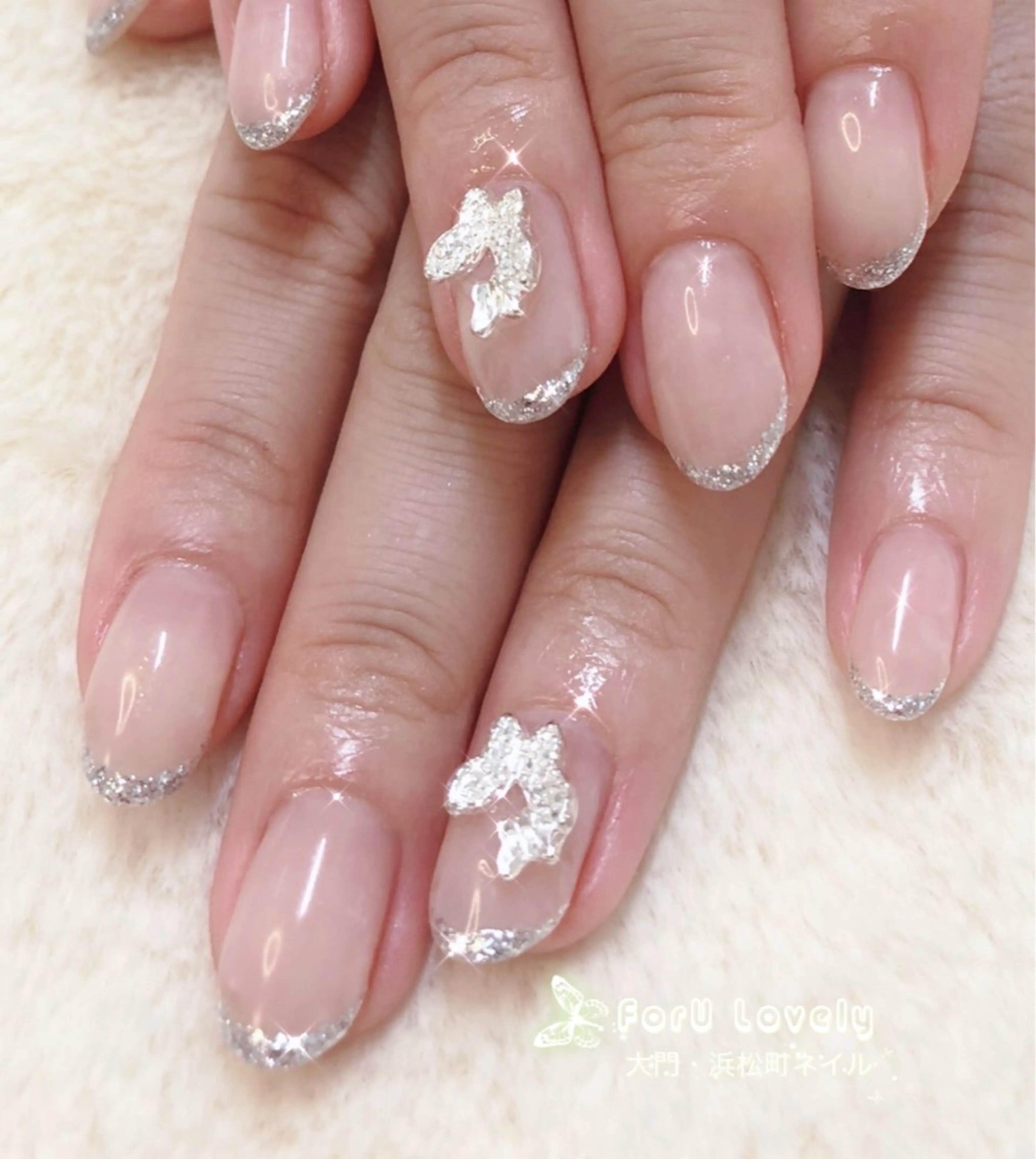 ネイル フレンチネイル ジェルネイル ガラスフレンチ ゴージャス グラデーション 大門浜松町 ネイルのネイルデザイン