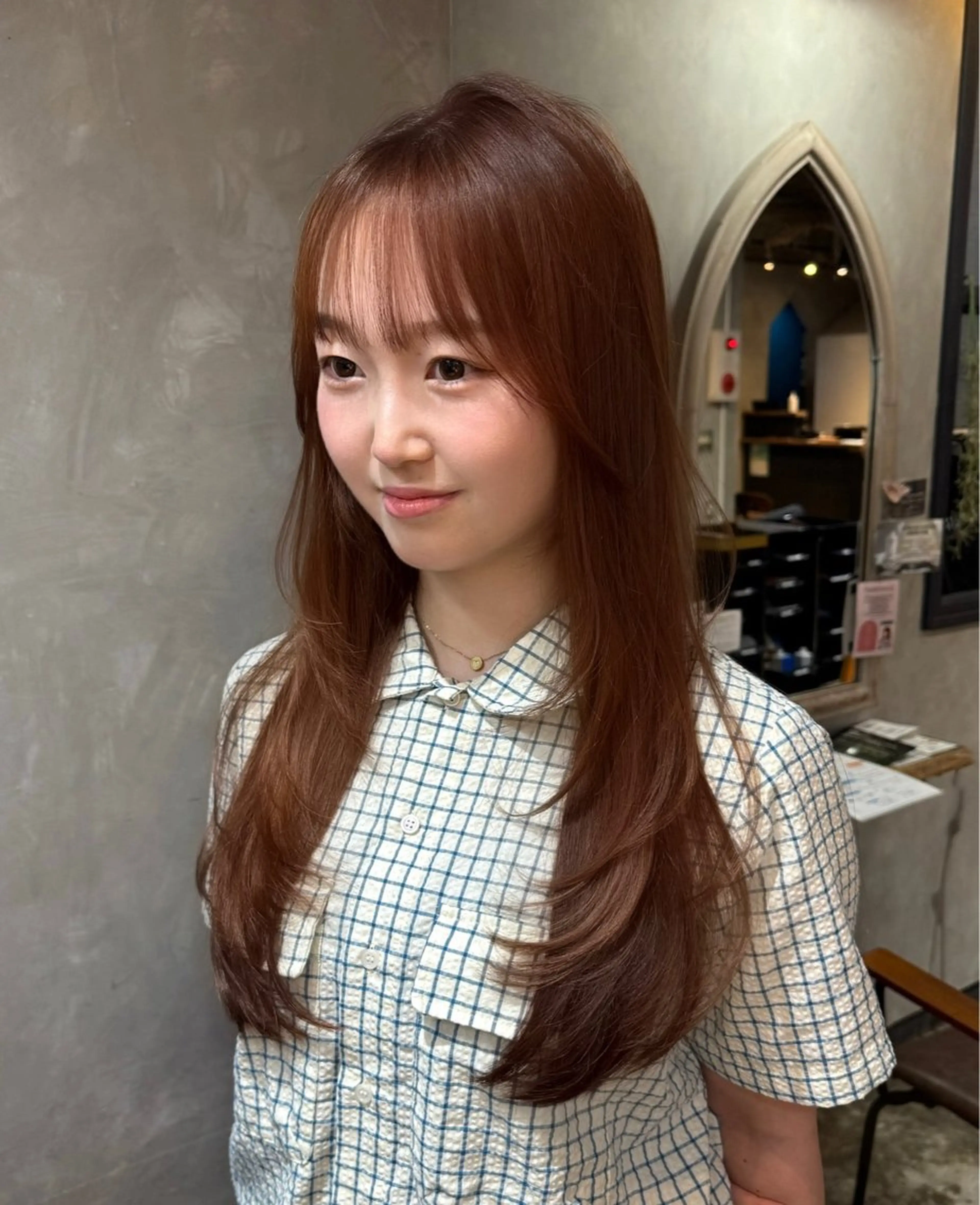 ロング オレンジブラウン カット ヘアカラー トリートメント 清水 健吏/ 韓国ヘア/レイヤーのヘアスタイル