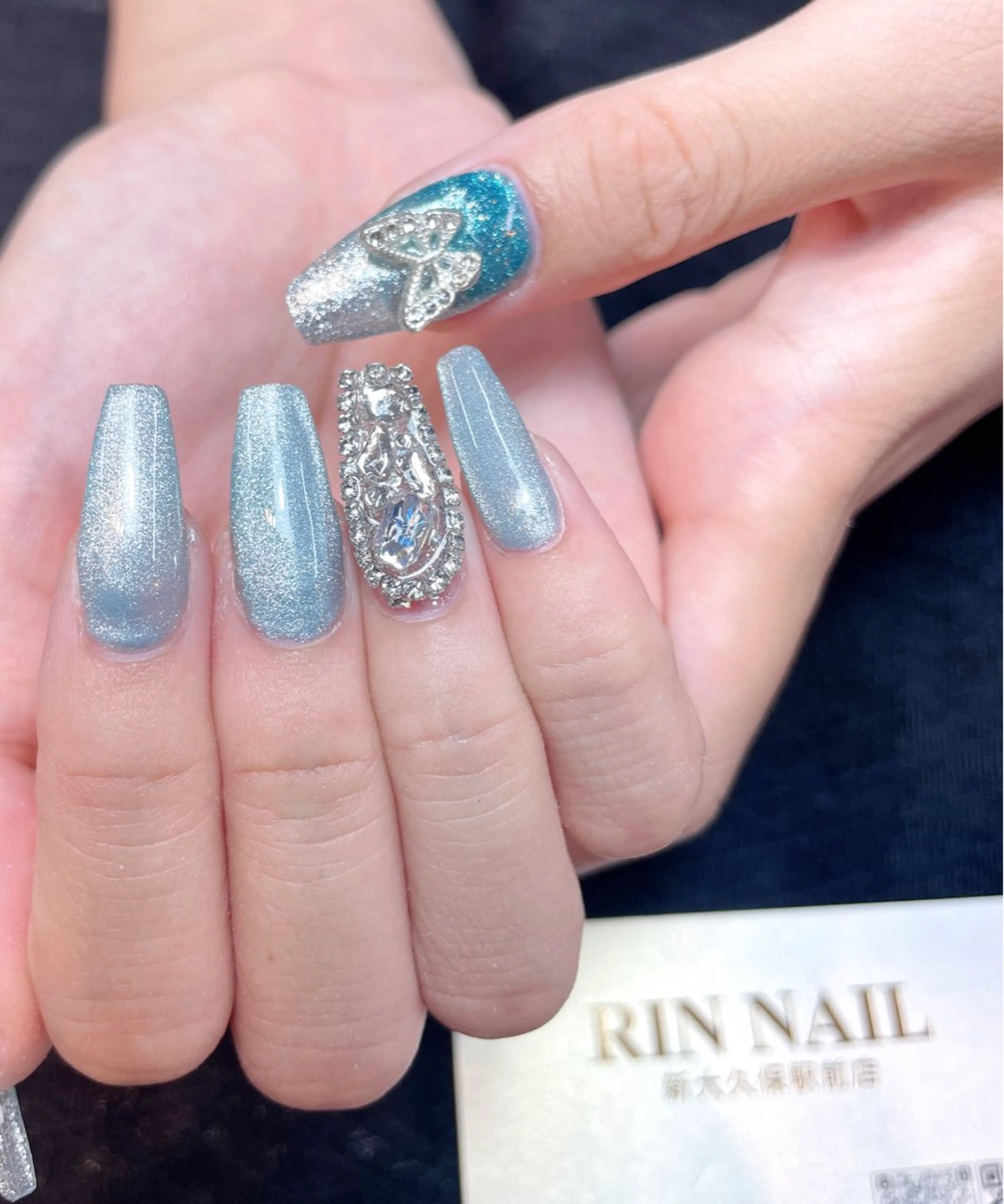 ネイル アートネイル 長さ出し ガーリー 韓国ネイル 持ち込み Rin Nail 新大久保店のネイルデザイン