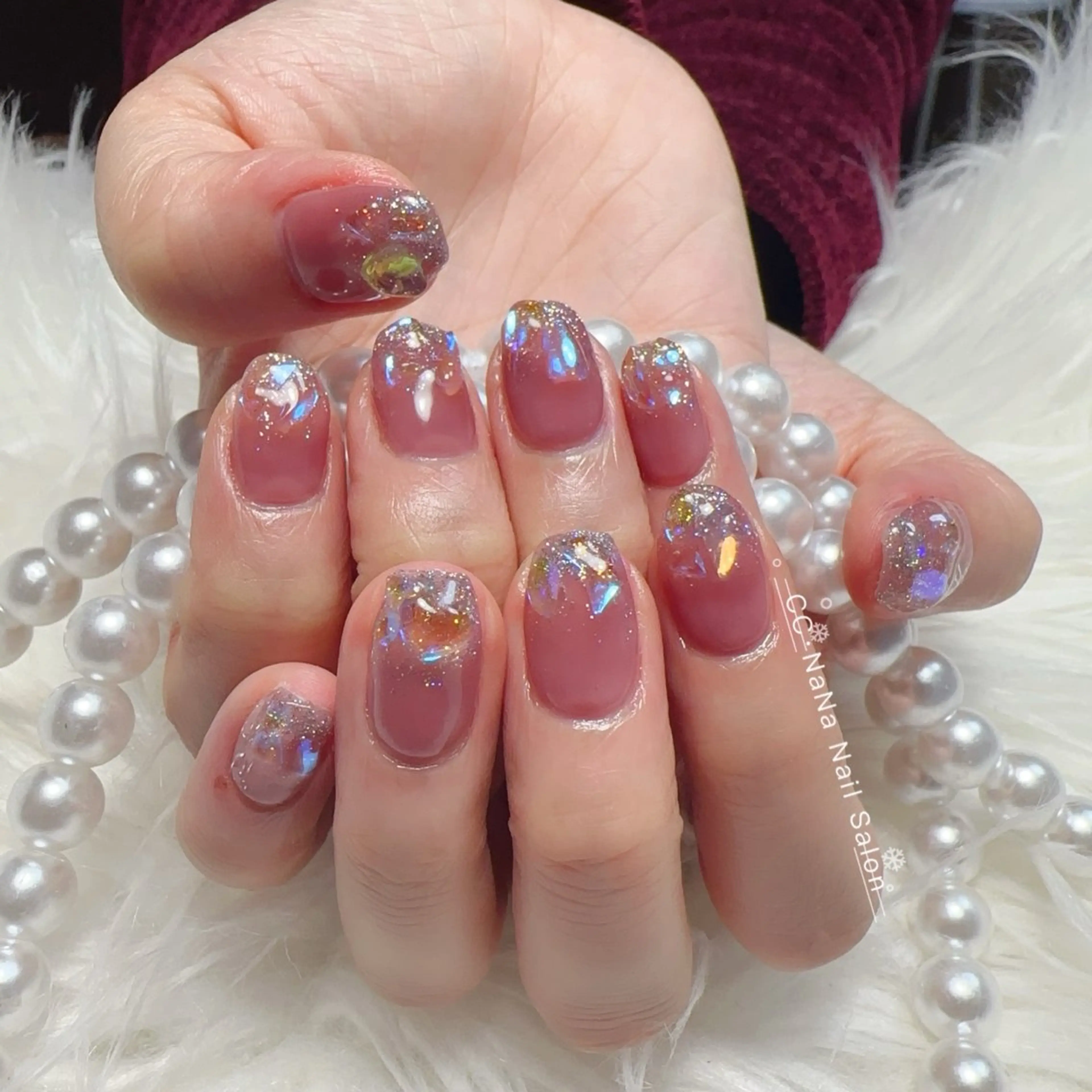 ネイル チークネイル フラッシュネイル ハート キラキラネイル 韓国ネイル ハンドネイル 💎CC・NaNa 韓国風ネイル🌙Cのネイルデザイン