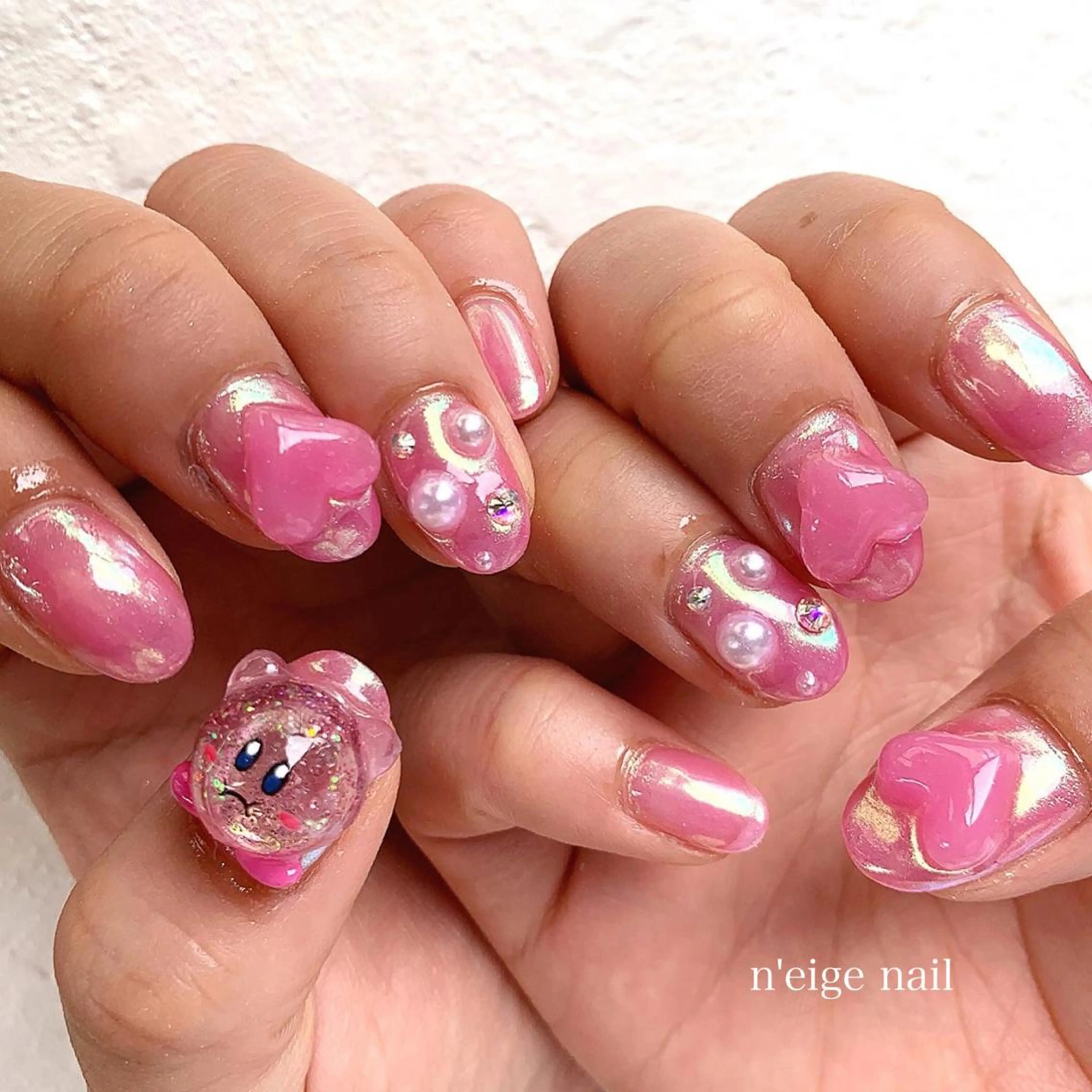 ネイル アートネイル オーロラネイル キラキラネイル ニュアンスネイル 夏ネイル ハンドネイル n'eige nail所属・大谷 綾香のネイルデザイン