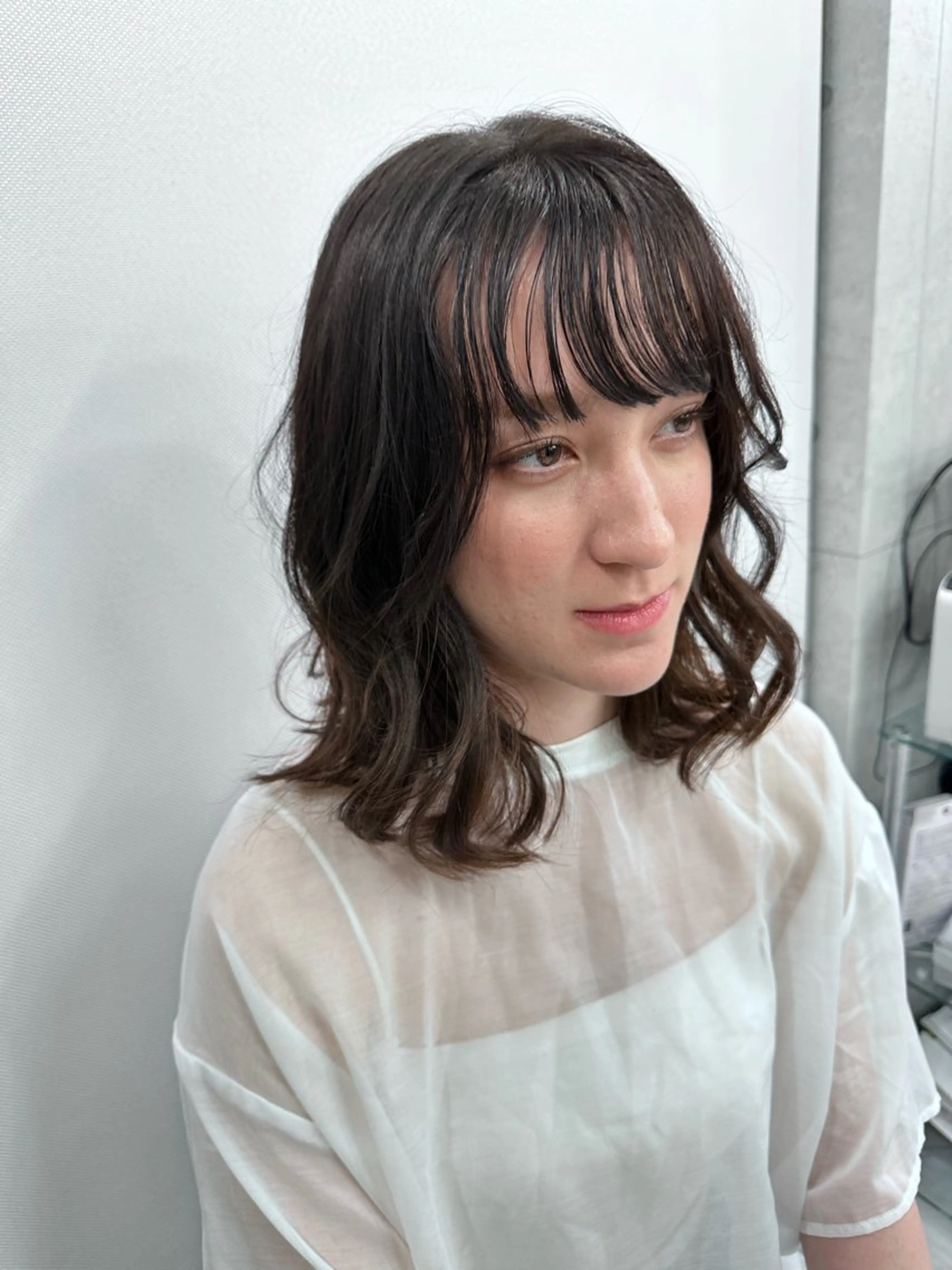 ミディアム ハイライト 髪質改善 小顔カット Endearing 銀座/レイヤーカットのヘアスタイル