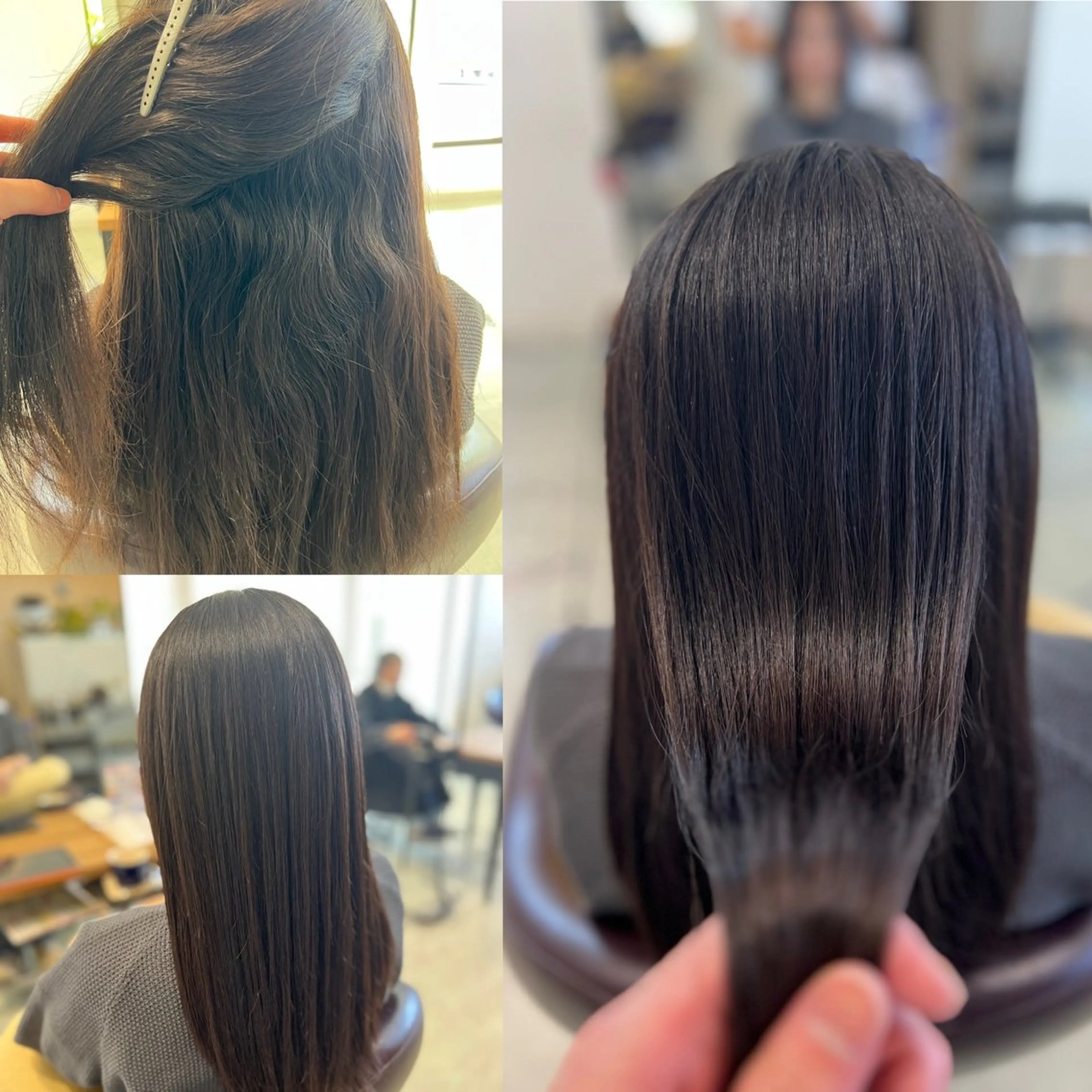 ロング くせ毛 顔周りカット Aile所属・酸性ストレート／カラ ー/山下高明のヘアスタイル