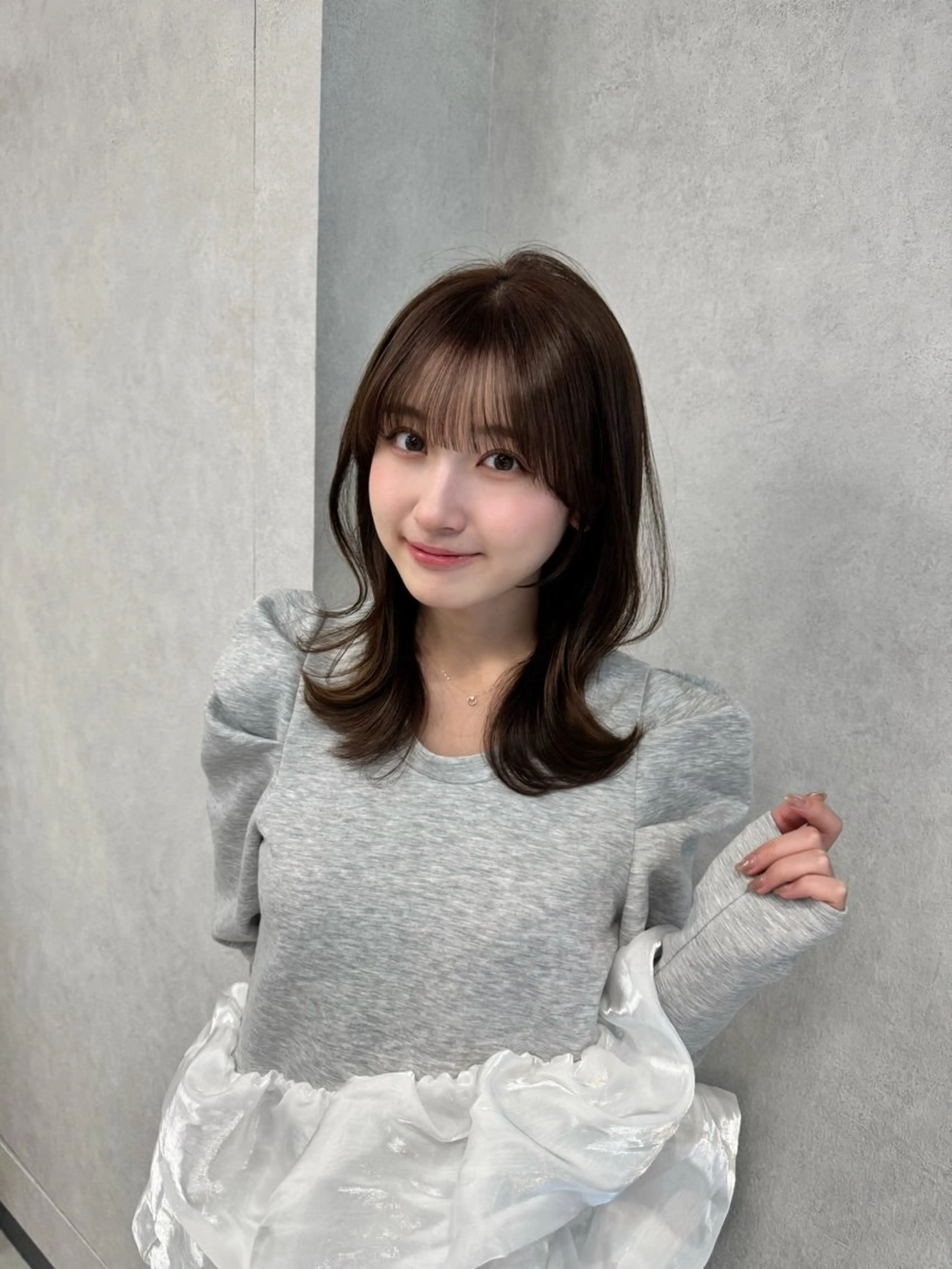 ミディアム カット ヘアカラー トリートメント ヘッドスパ 銀座/前髪顔まわり/ 透明感カラー/danのヘアスタイル