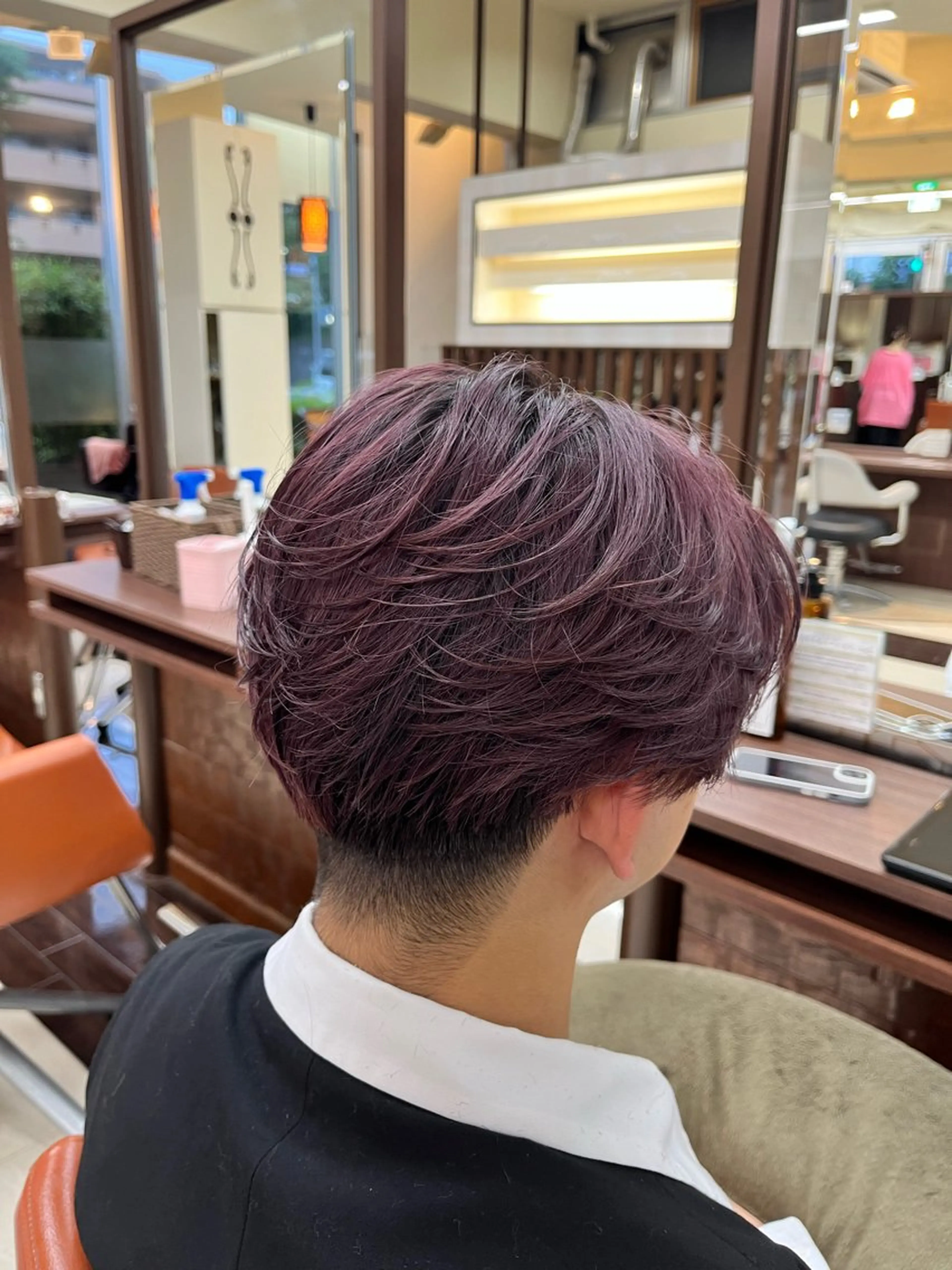 ショート カラー パーマ メンズ センターパート メンズパーマ 刈り上げ ニュアンスパーマ AROH men's cut&men's perm 船橋店所属・🧊メンズ特化🧊 高木航希のヘアスタイル