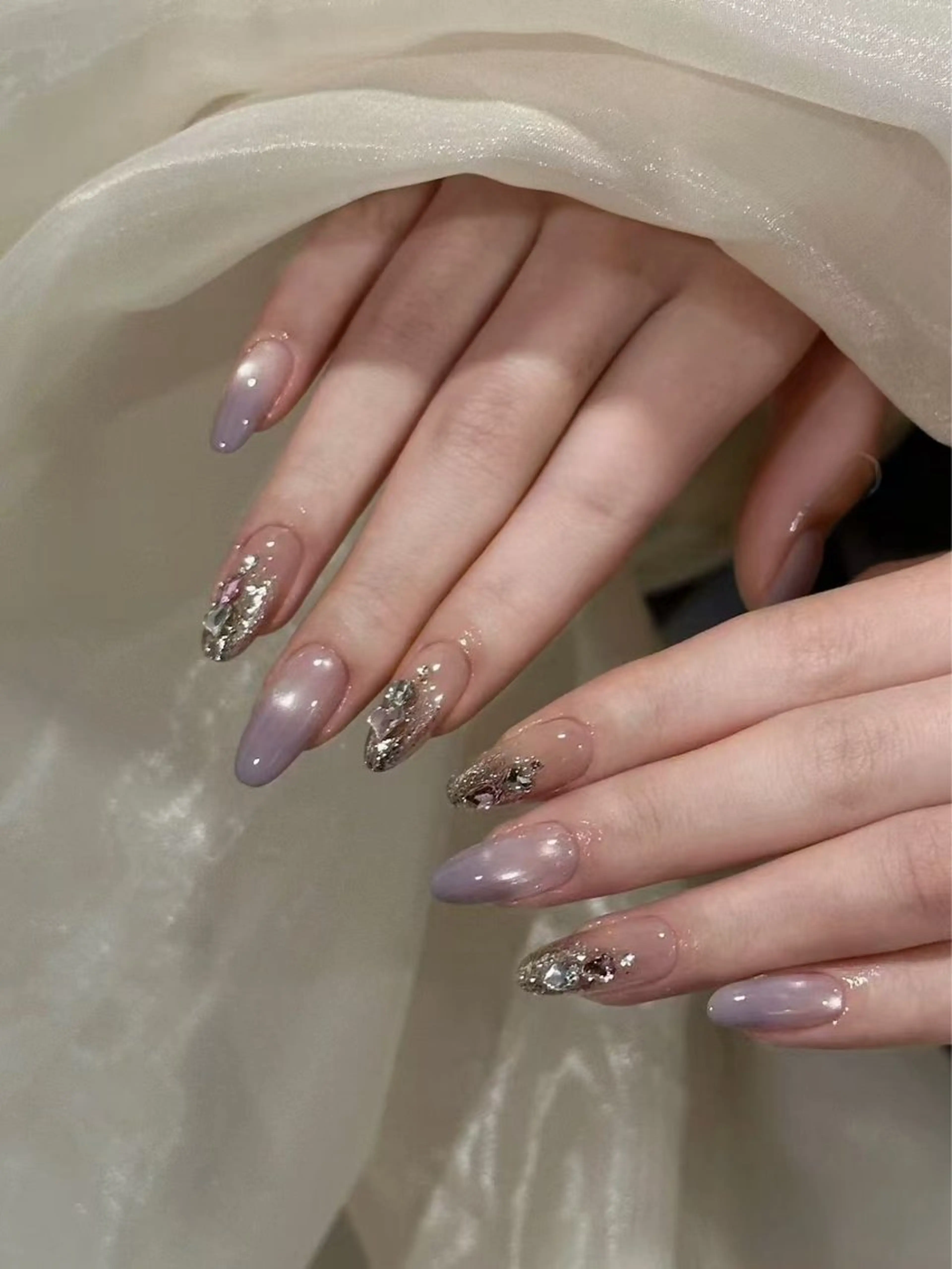 ネイル フラワーネイル フレンチネイル ジェルネイル ガラスフレンチ ハート ハンドネイル BabyYouMi nailのネイルデザイン