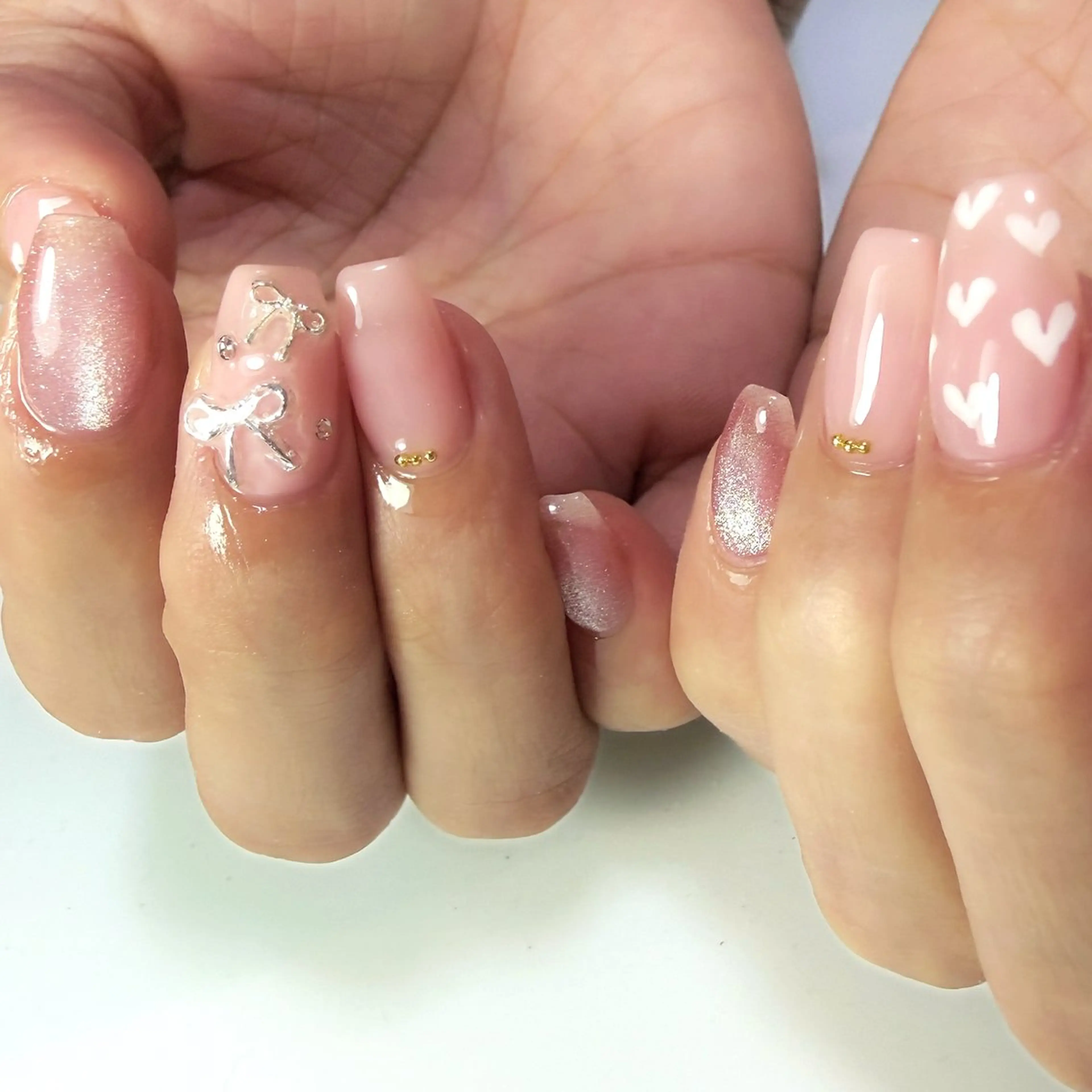 ネイル ピンク リボン Rose Glass 高蔵寺店のネイルデザイン