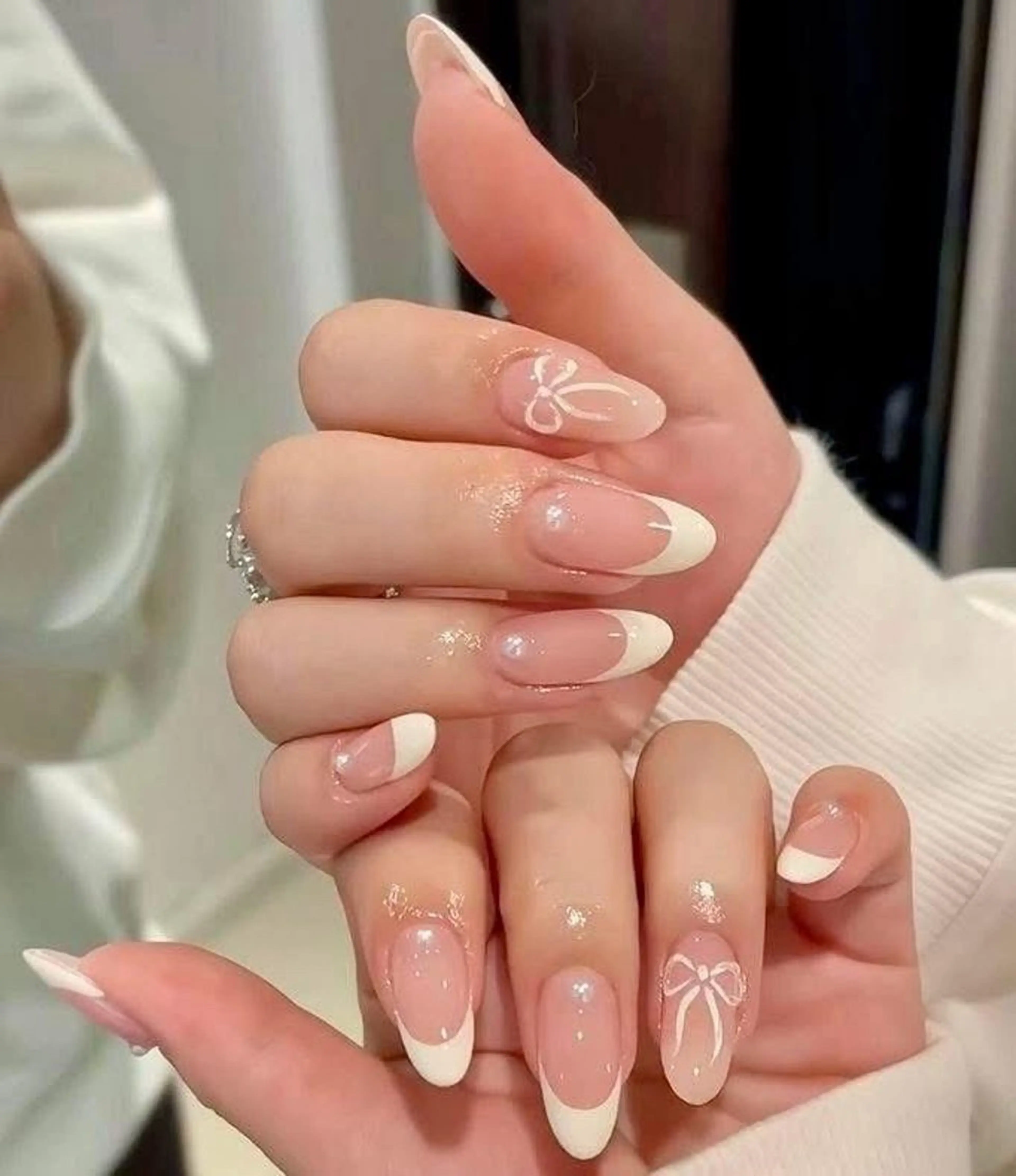 ネイル オーロラネイル ブルー チークネイル 長さ出し フットネイル ハンドネイル NAILS168 チップ長さ出し専門店のネイルデザイン