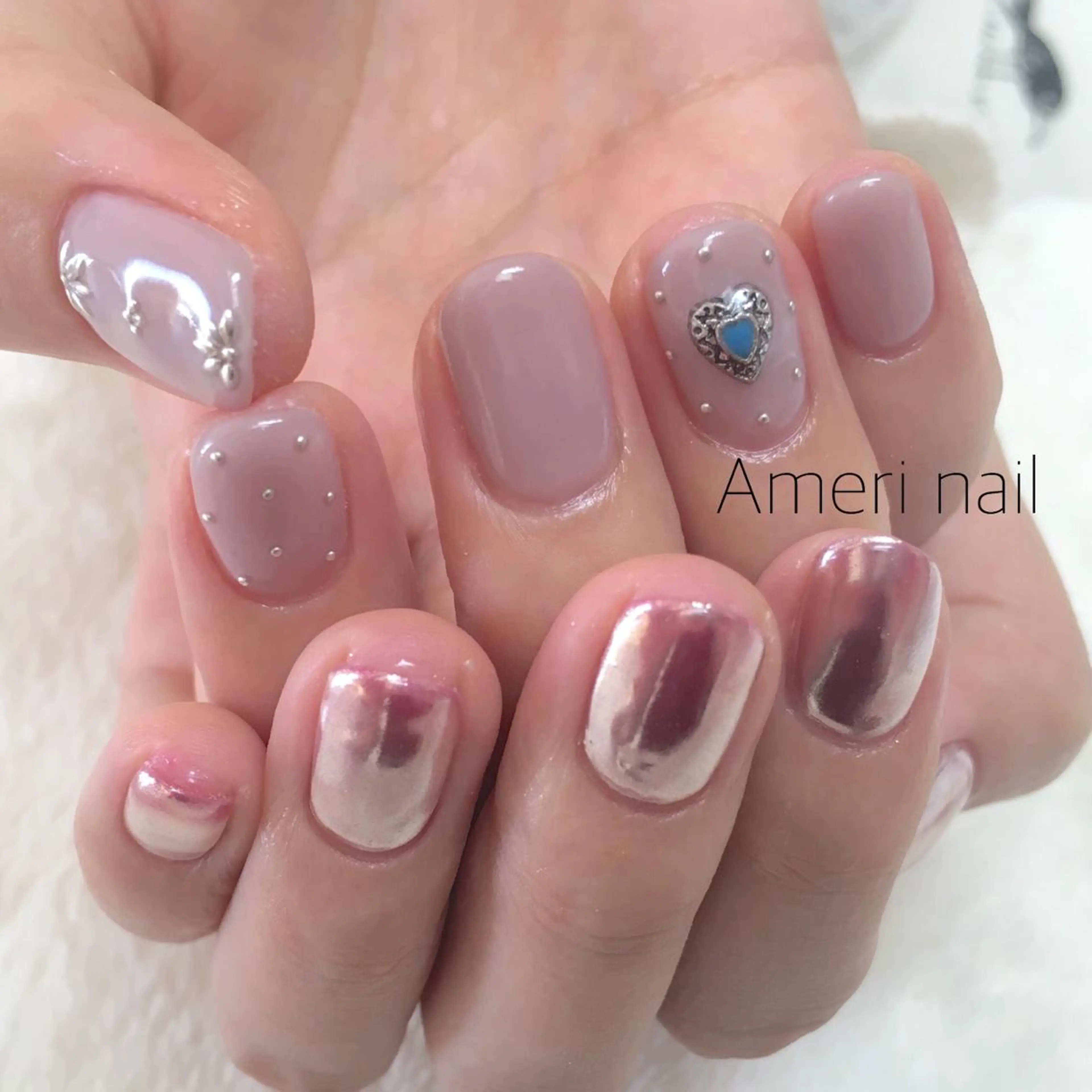 ネイル ミラーネイル ピンク Ameri nail /UKIのネイルデザイン