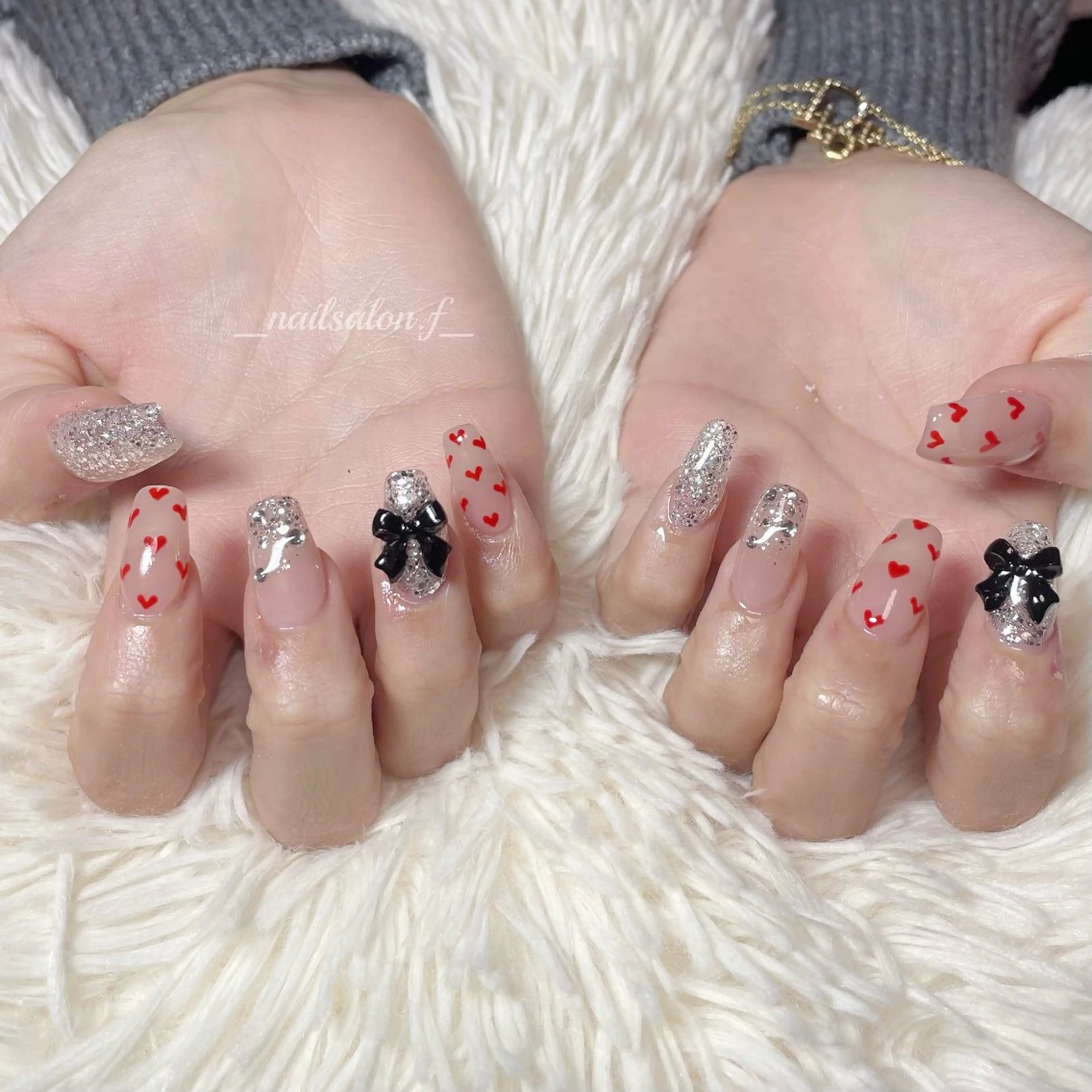 ネイル バレンタイン ハンドネイル Nailsalon Fのネイルデザイン
