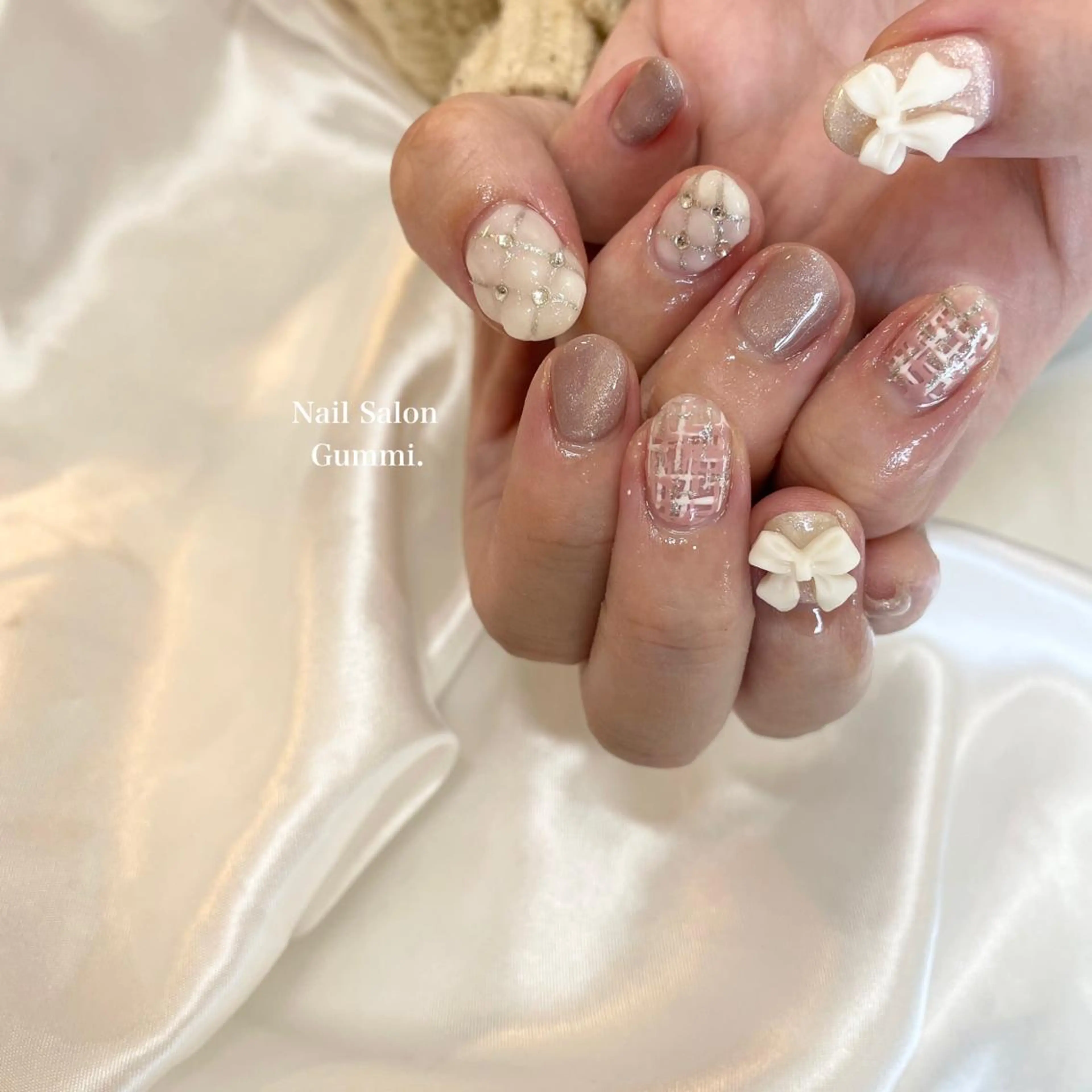 ネイル 韓国ネイル リボン Nail Salon Gummi.のネイルデザイン