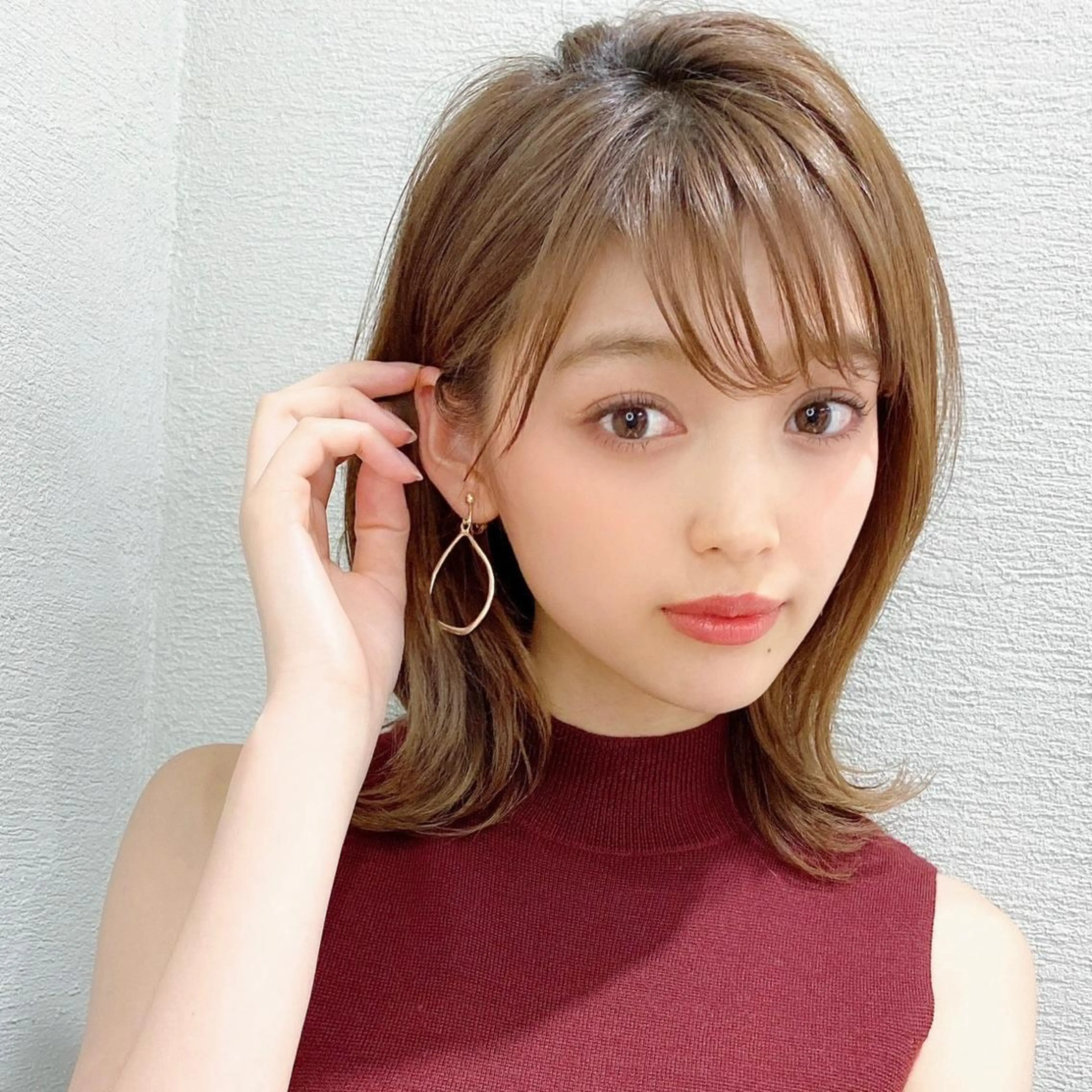 ミディアム カラー パーマ 小顔カット カット トリートメント モテ髪×トレンド💕 小顔レイヤー 金井のヘアスタイル