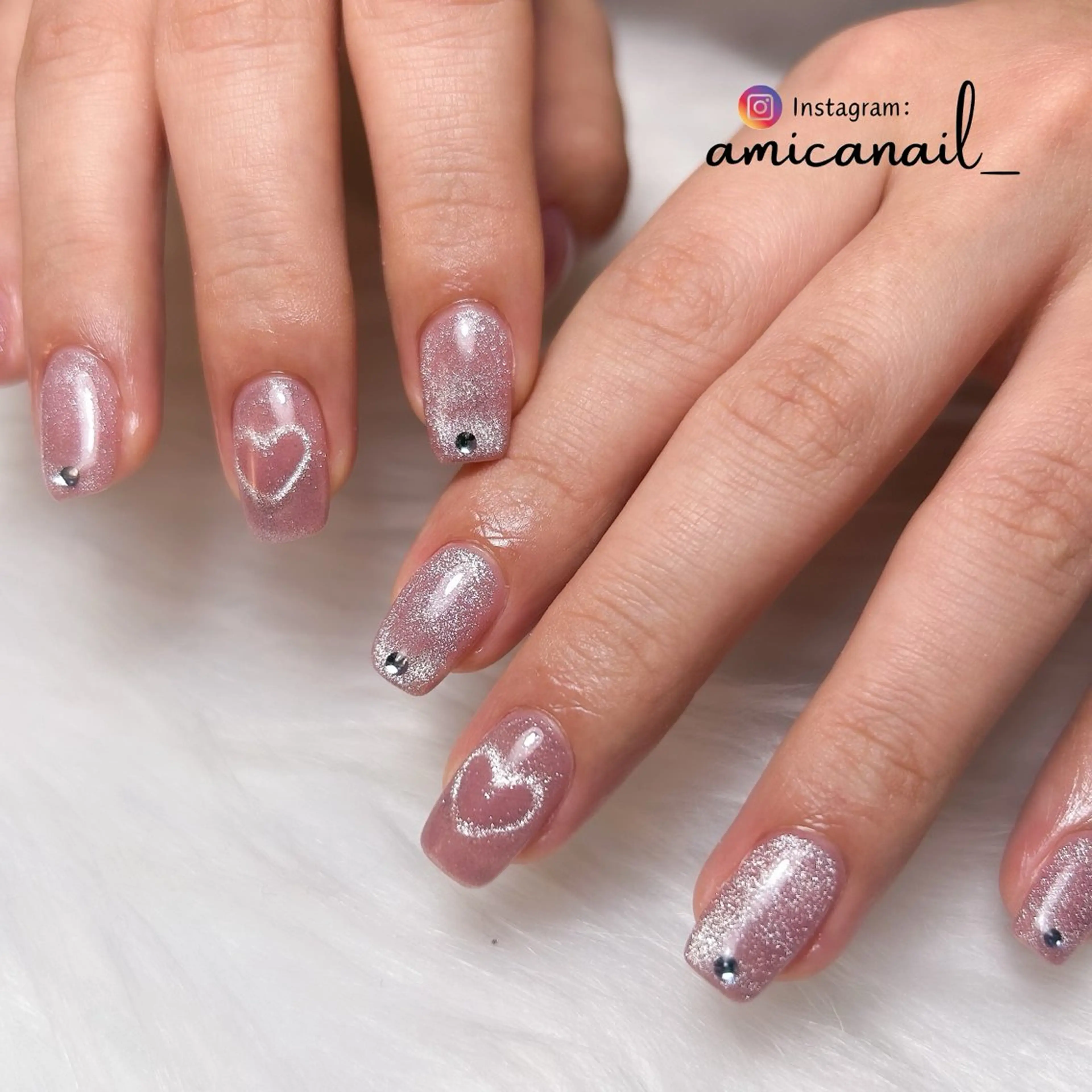 ネイル ハート ハンドネイル _amica nail_のネイルデザイン