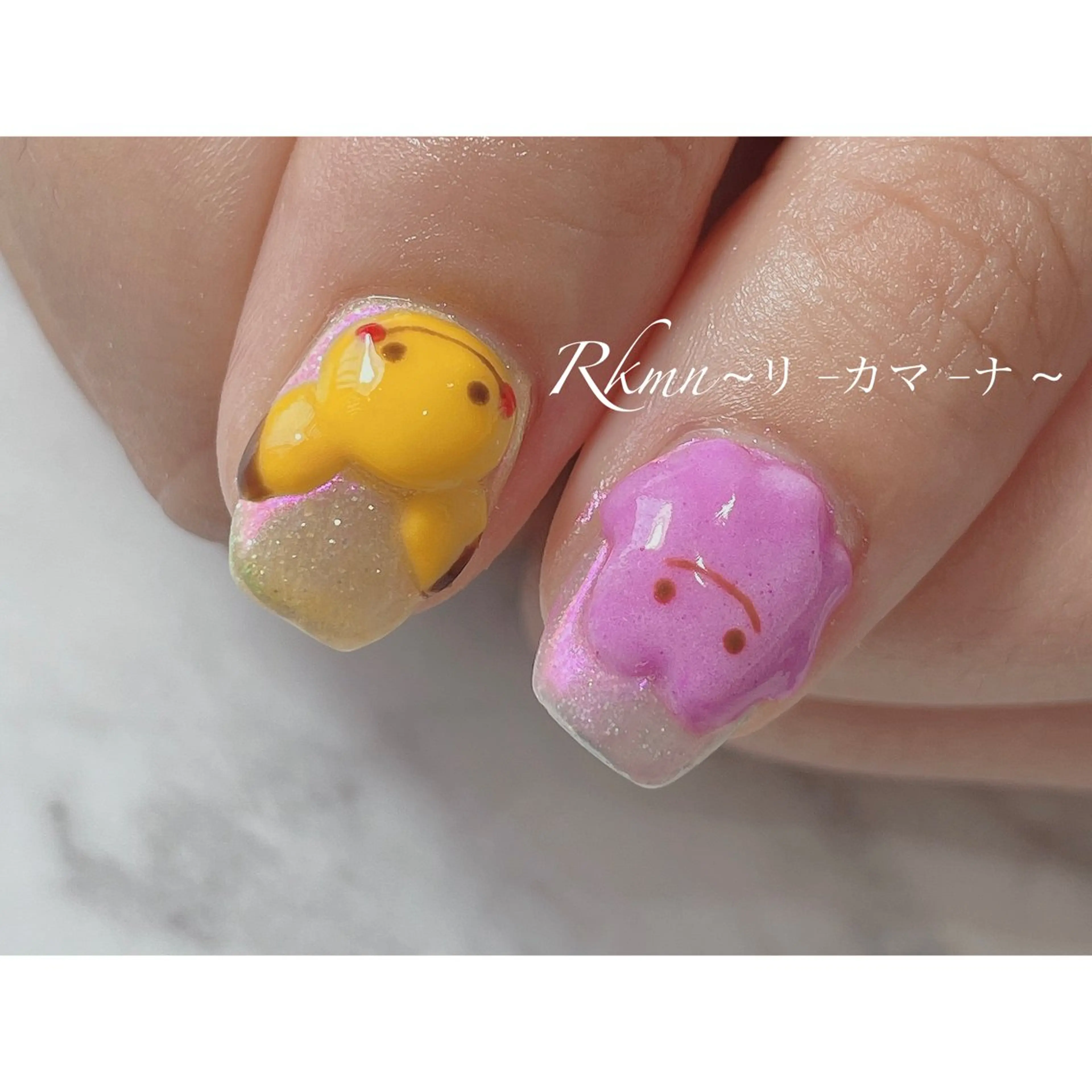 ネイル アートネイル ハート 春ネイル Rkmn ~リ-カマ-ナ~のネイルデザイン