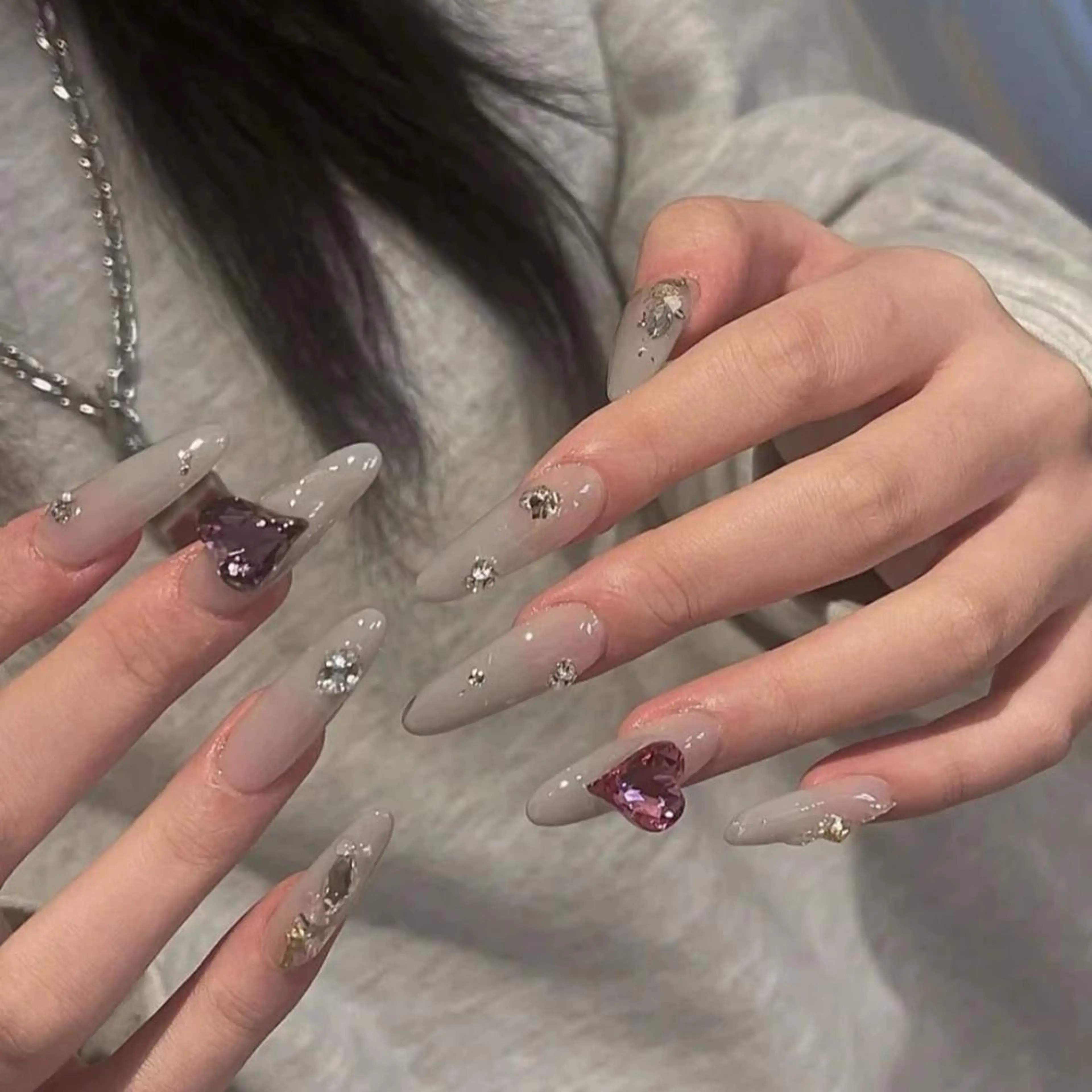 ネイル 長さ出し フレンチネイル グラデーション 卒業式 マグネットネイル ハンドネイル MIHANA NAILのネイルデザイン