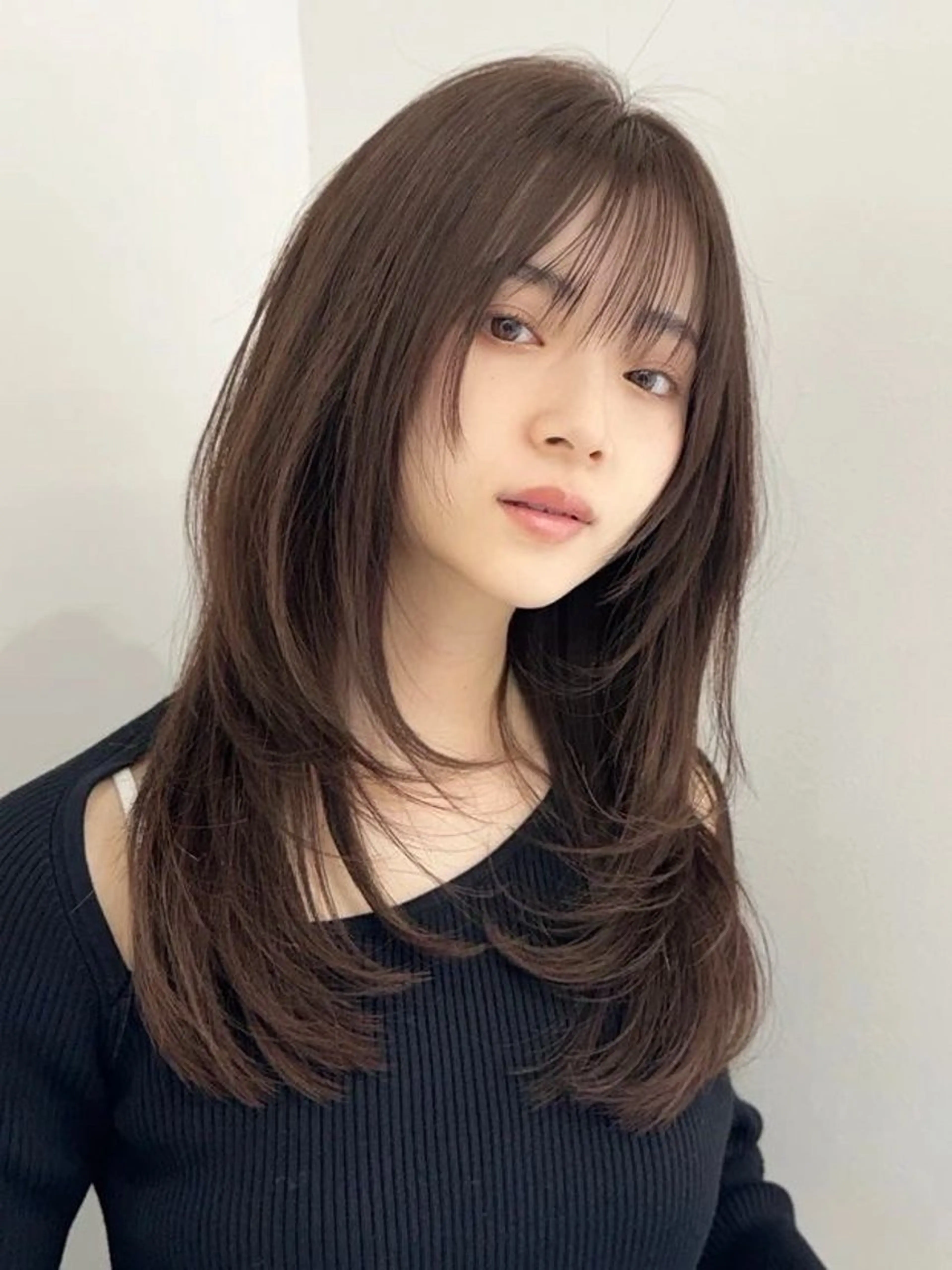 セミロング ケアカラー ボブ 髪質改善 韓国風ヘア レイヤーカット カット トリートメント 艶髪カラー/レイヤ ー支持No.1renのヘアスタイル