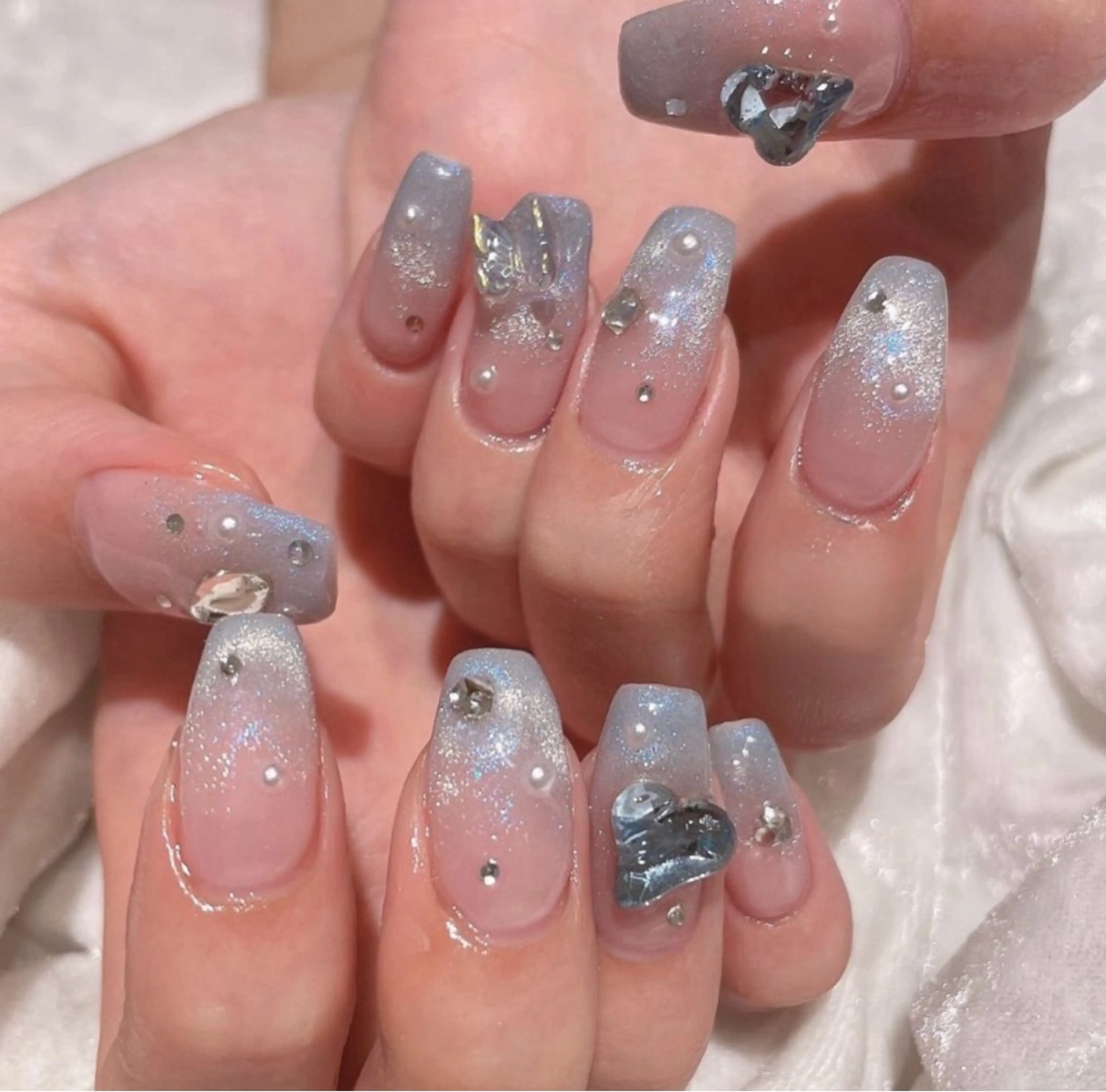 ネイル オーロラネイル チークネイル 長さ出し フットネイル フレンチネイル ハンドネイル J&C Nail Salon吉祥寺所属・YU KIのネイルデザイン