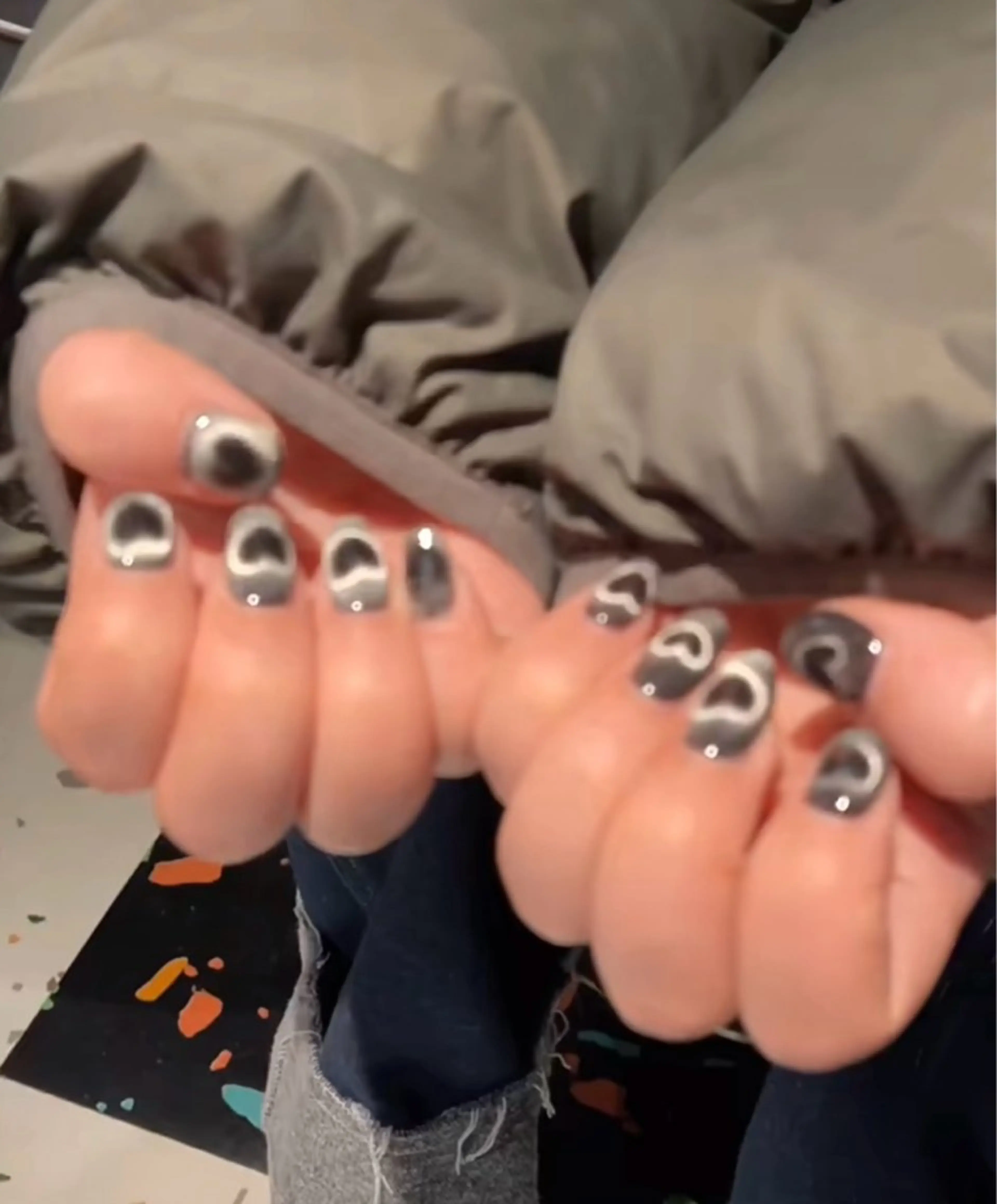 ネイル 長さ出し フットネイル フレンチネイル ジェルネイル ガラスフレンチ More Glam渋谷店のネイルデザイン