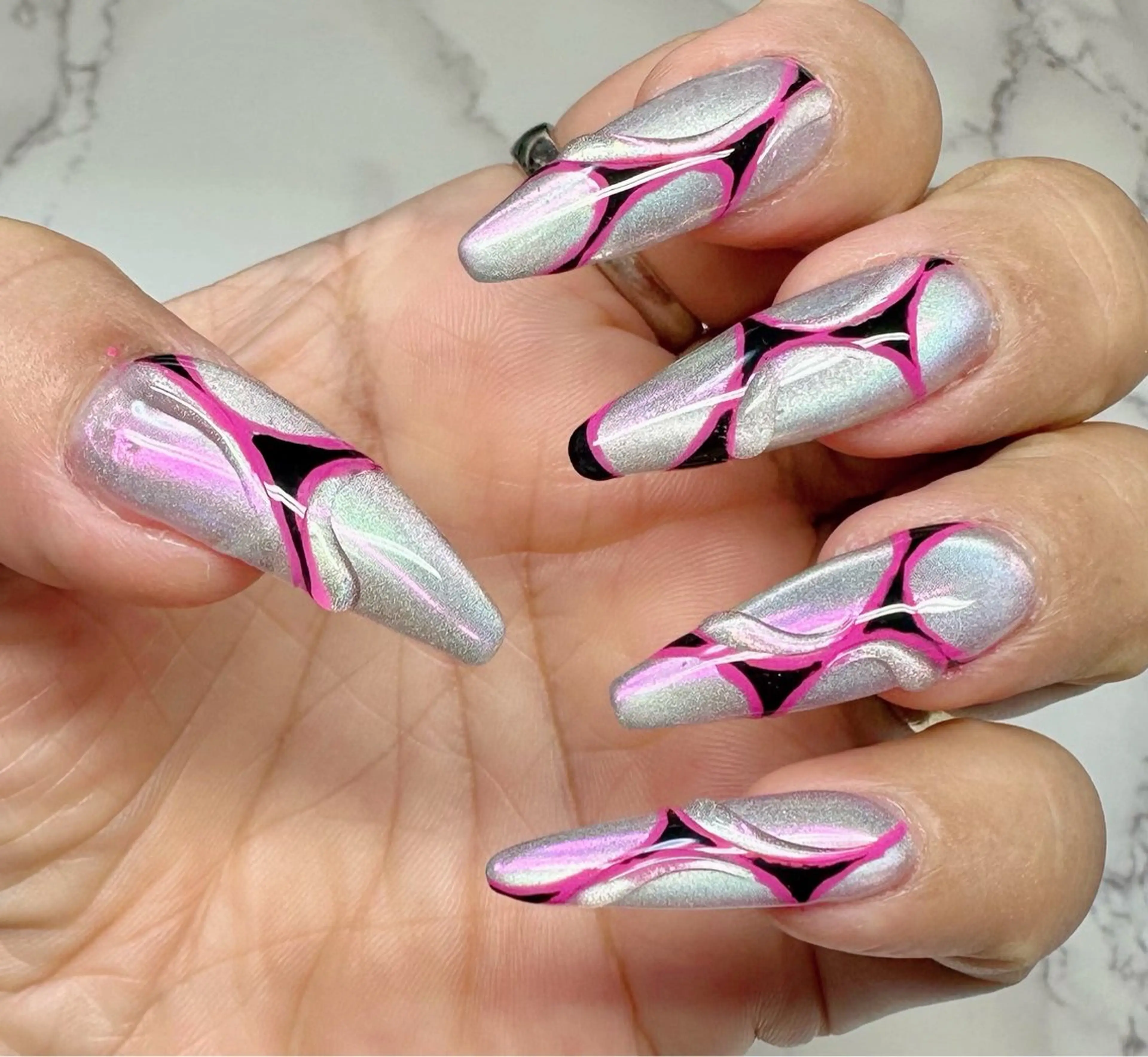 ネイル オーロラネイル フレンチネイル マグネットネイル ニュアンスネイル ワンカラーネイル M.N_ nailのネイルデザイン