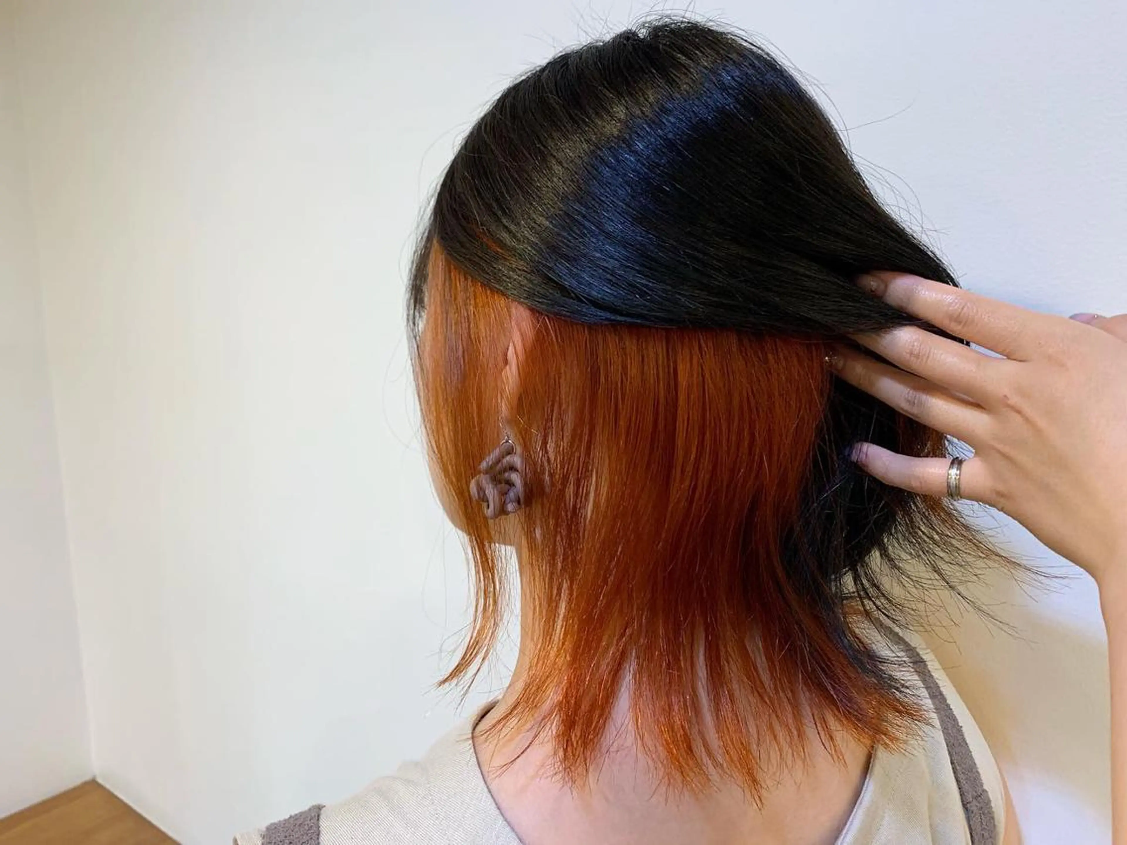 ショート カラー インナーカラー オレンジ カット ヘアカラー トリートメント IORI #韓国ヘア#髪質改善のヘアスタイル